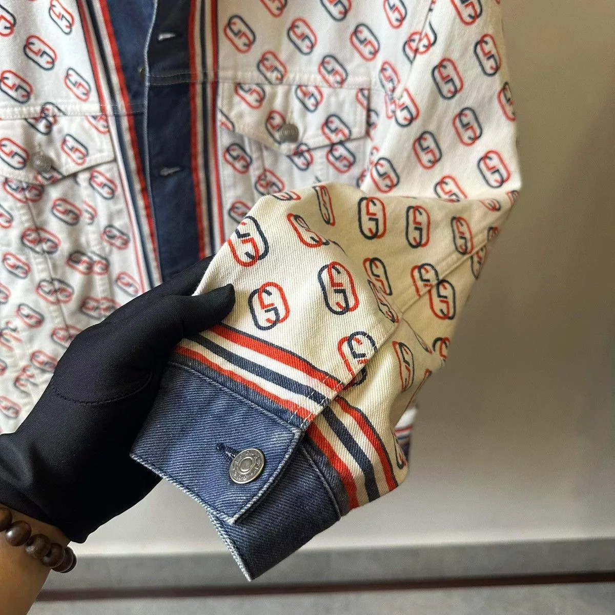 Gucci Denim Jackets GUCCI MONOGRAM “GC” JEANS JACKET White Luxury