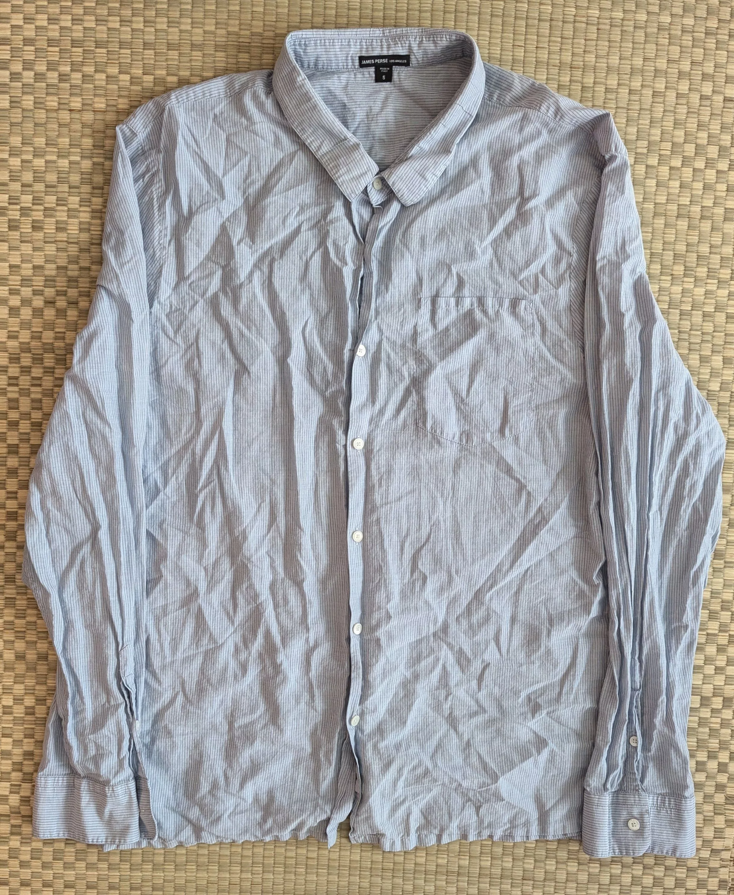 James Perse Shirts Button Ups James Perse Pinstripe Featherweight Shirt Made in Italy Gray