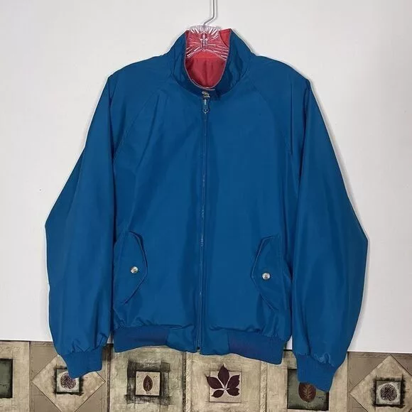 Lands' End Rain Jackets Lands' End Lands End Bomber Windbreaker Jacket Medium Reversible Blue O