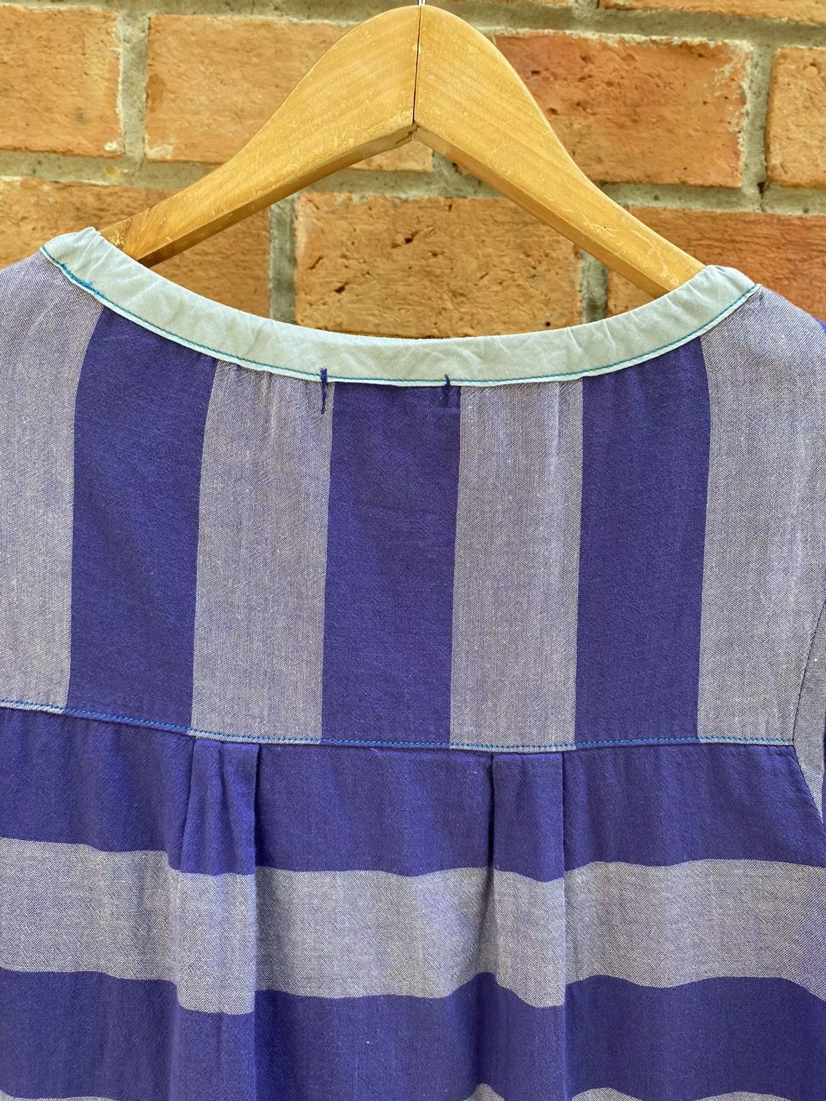 Zucca Button Ups Zucca stripped ruffle purple blouse Blue