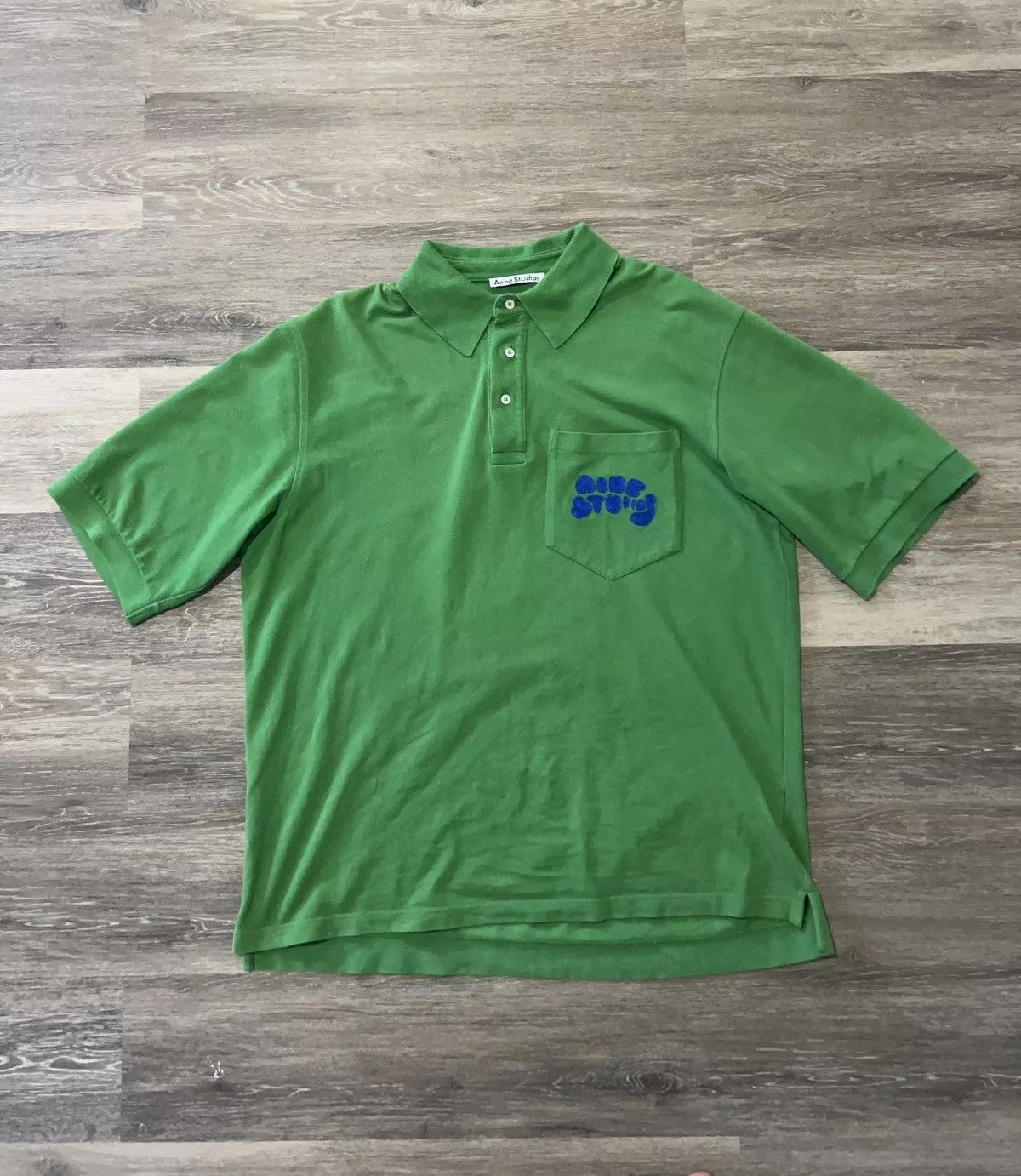 Acne Studios Polos Acne Studios Oversized Green Bubble Logo Polo
