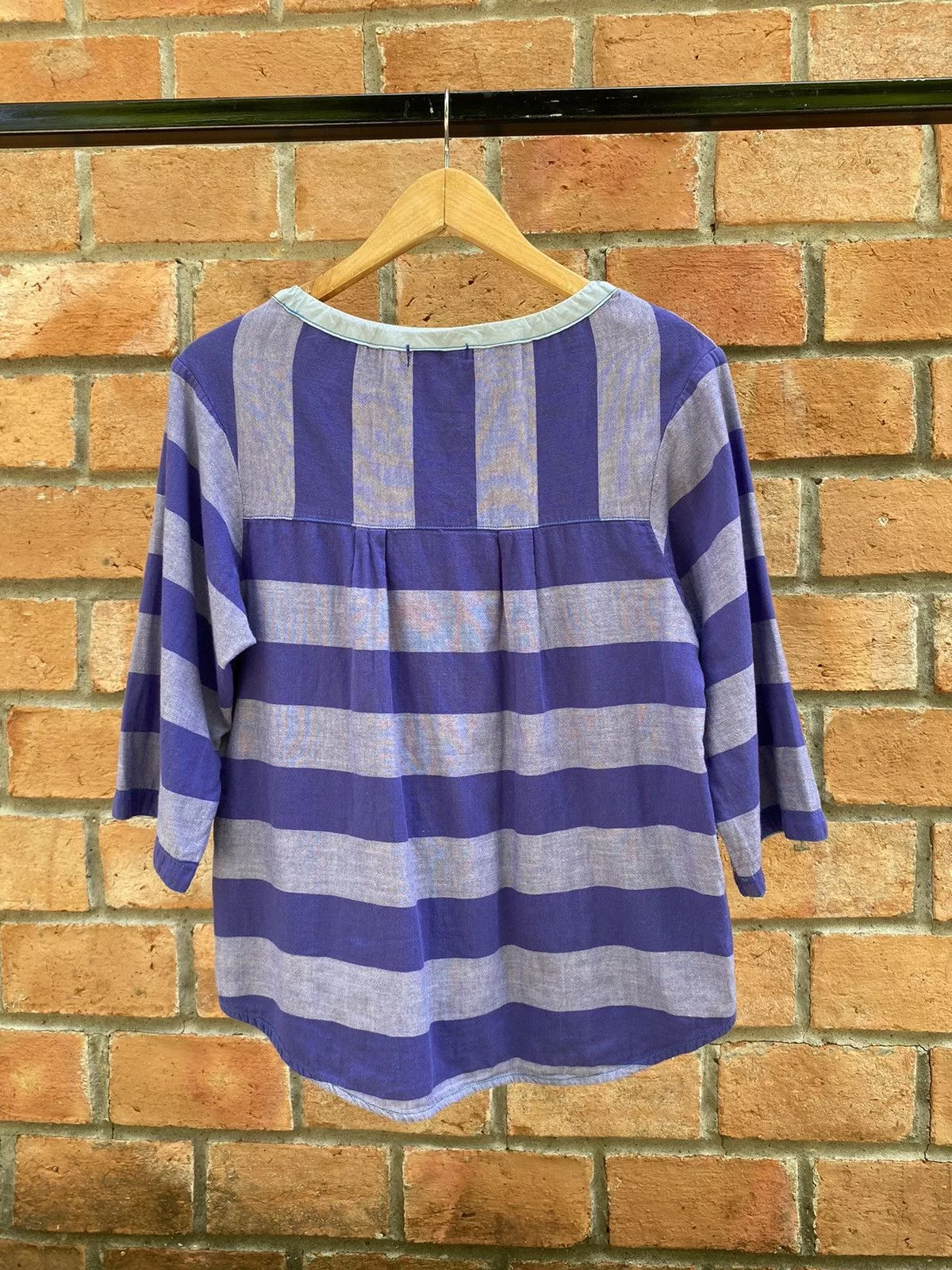 Zucca Button Ups Zucca stripped ruffle purple blouse Blue