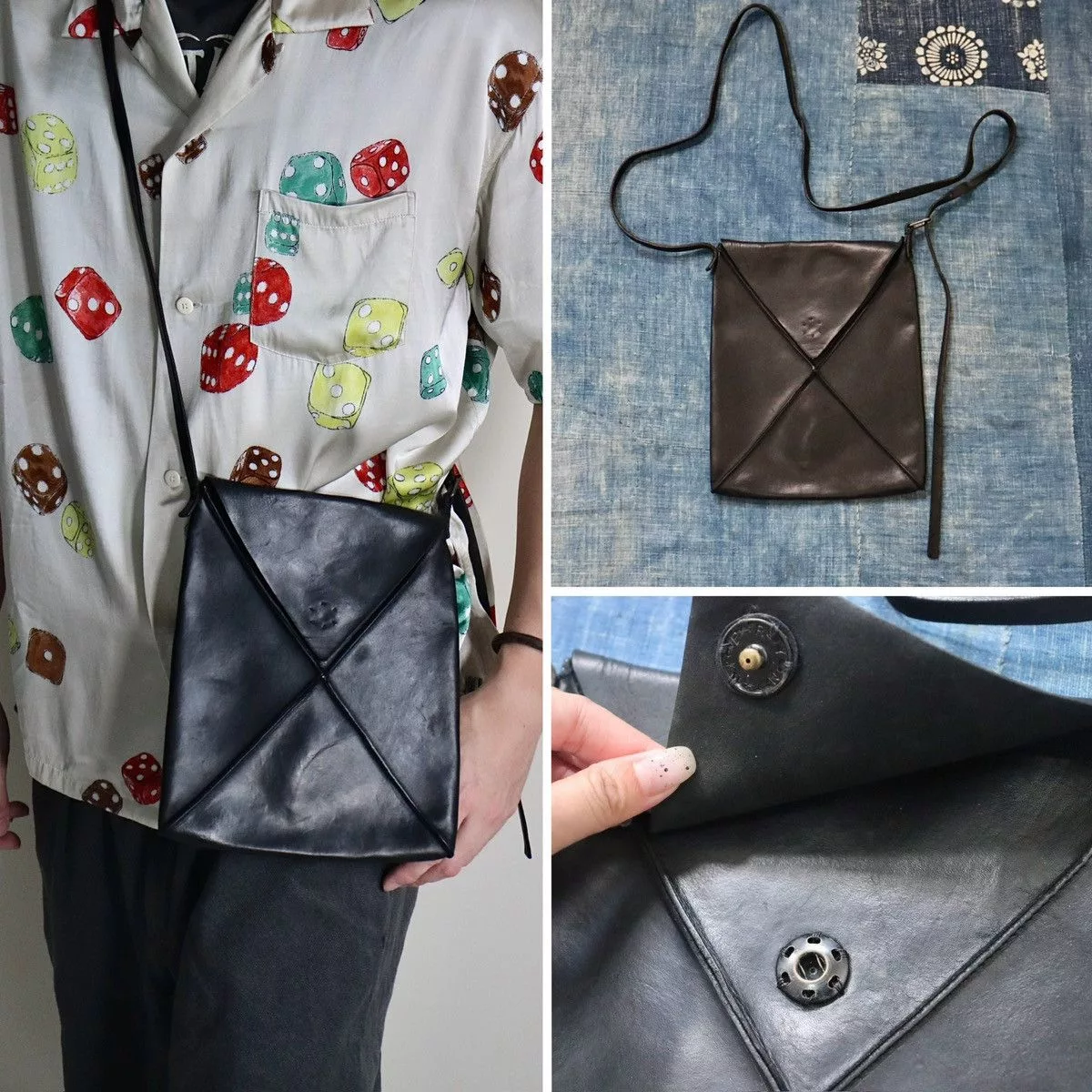 Ma+ Bags Luggage Ma+ M.A+ maurizio amadei Envelope Leather Bag（Horsehide） Black