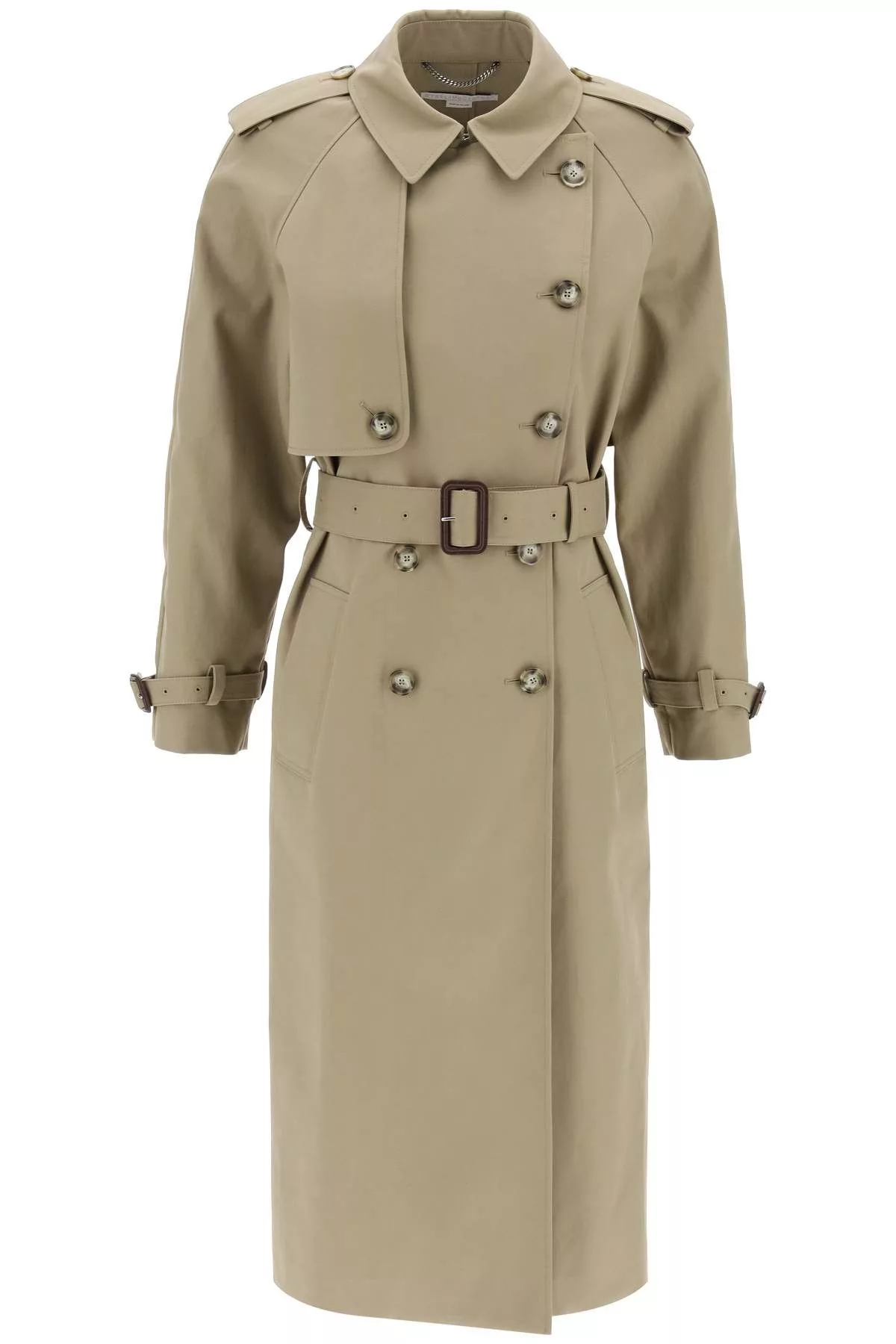 Stella McCartney Rain Jackets STELLA McCARTNEY Sustainable Cotton Double-Breasted Trench Green