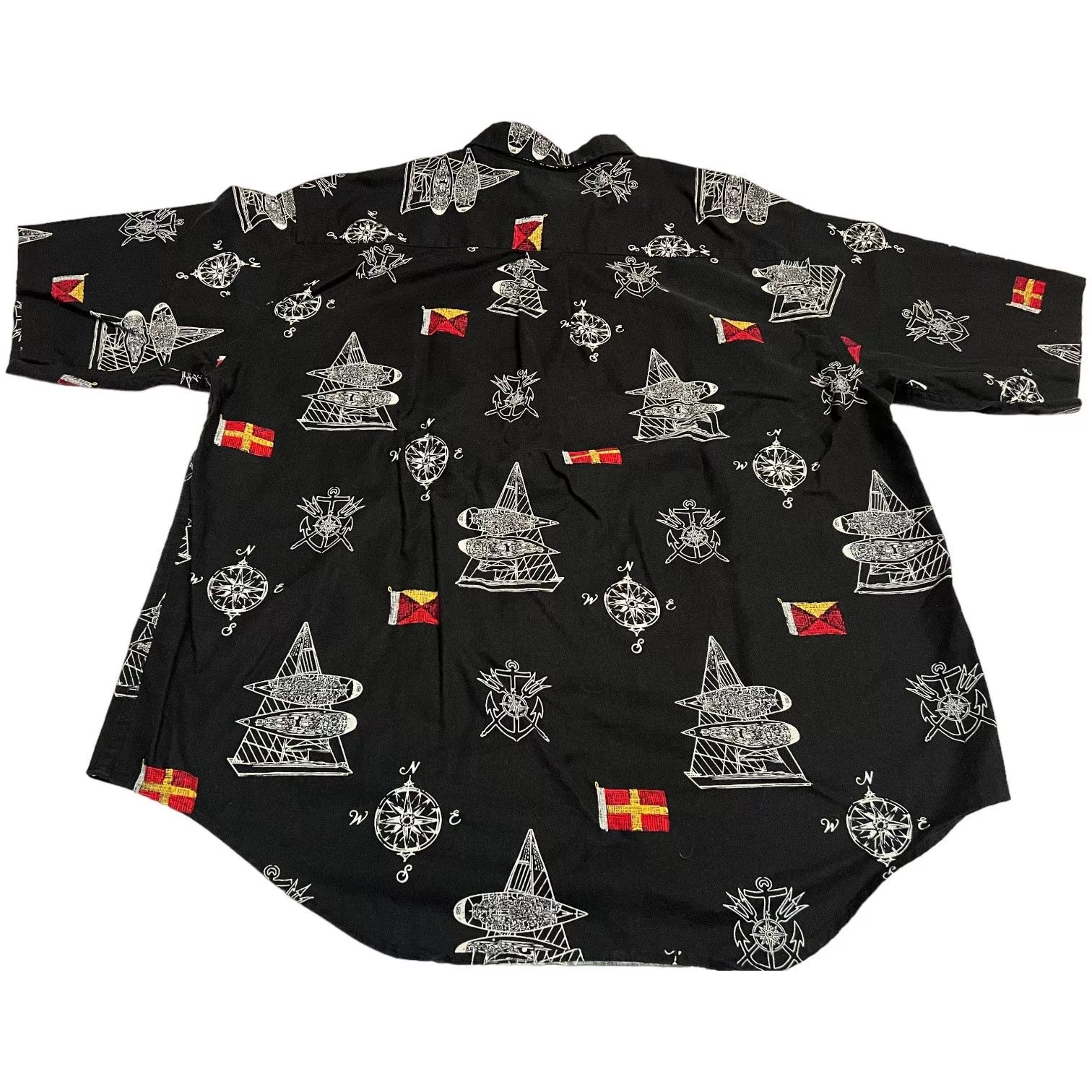 Puritan Shirts Button Ups Puritan Black Short Sleeve Button Up Shirt Boats and Compass