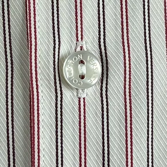 Versace Shirts Button Ups Versace Collection Striped Button Down Embroidered Logo Men'
