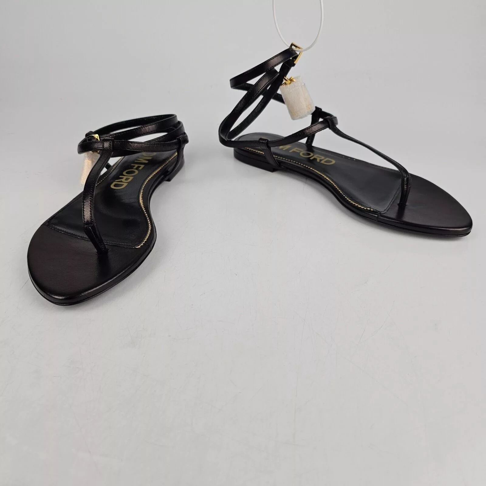 Tom Ford Flats Tom Ford Padlock Black Leather Sandals New