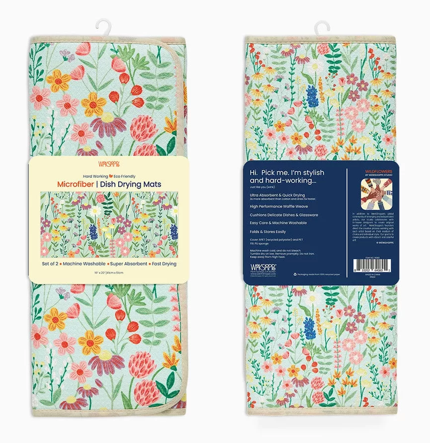 Wildflowers Microfiber Dish Drying Mats