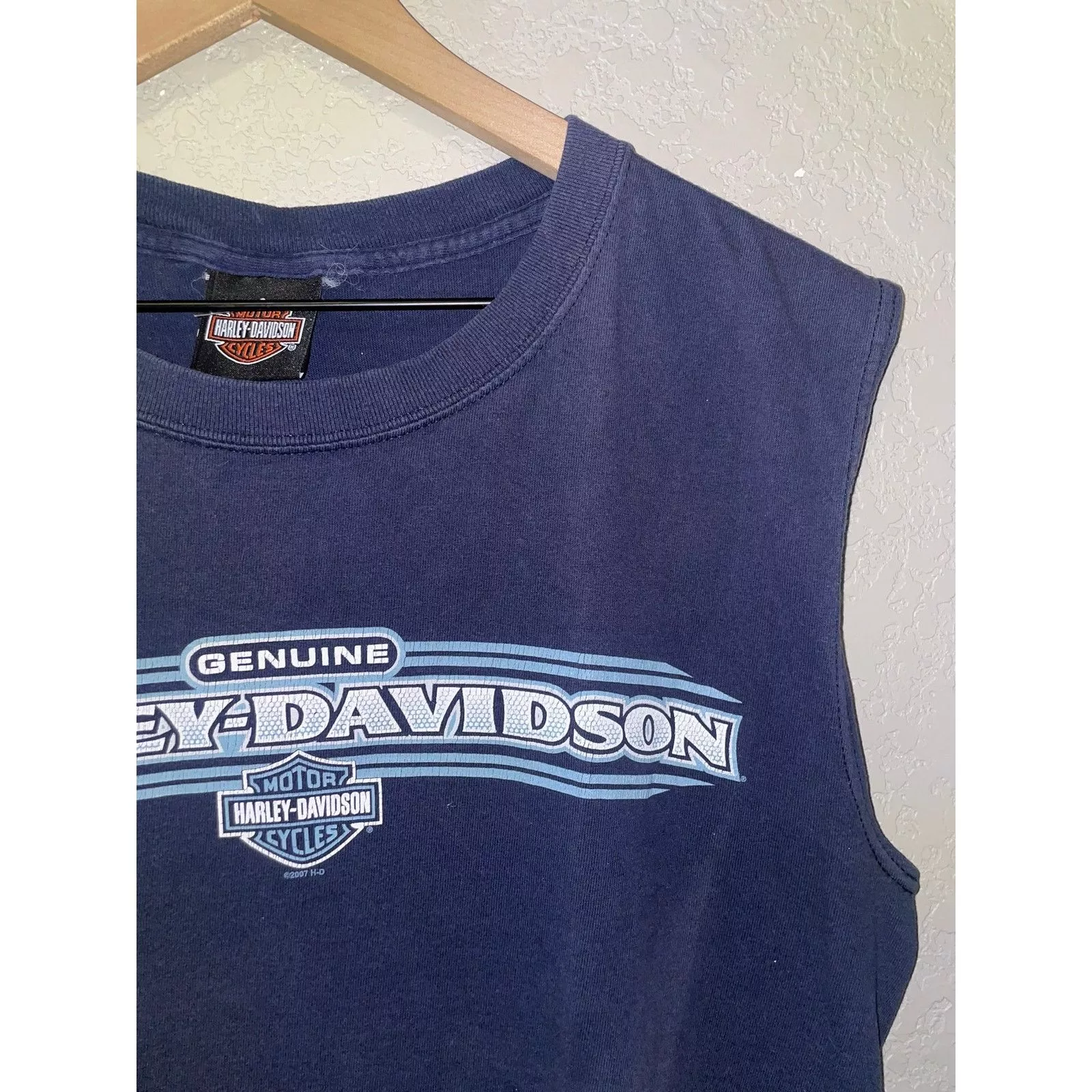 Harley Davidson Short Sleeve T Shirts 2000s Harley Davidson Vancouver BC Canada Tank Sleeveless M Blue