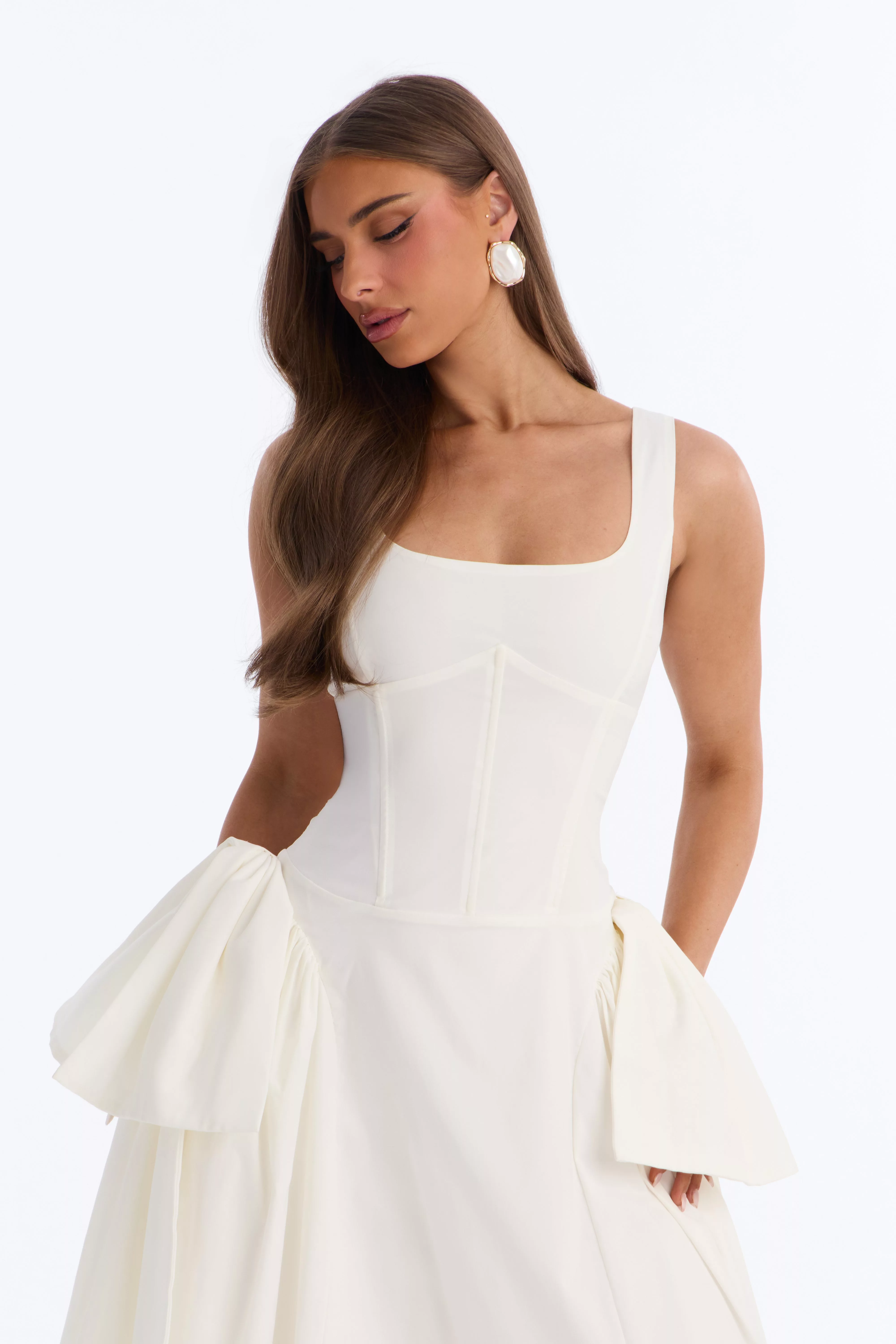 Get Ur Bow On Midi Dress - White