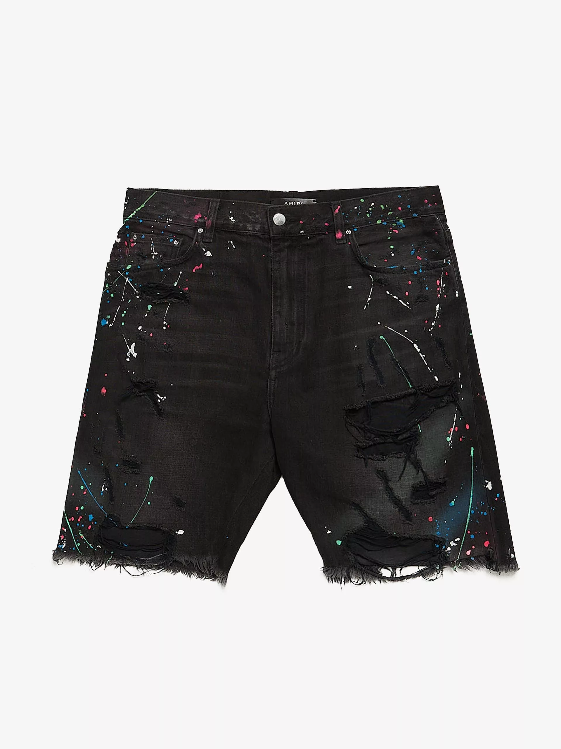 Amiri Shorts Amiri Black Paint Splattered Denim Shorts