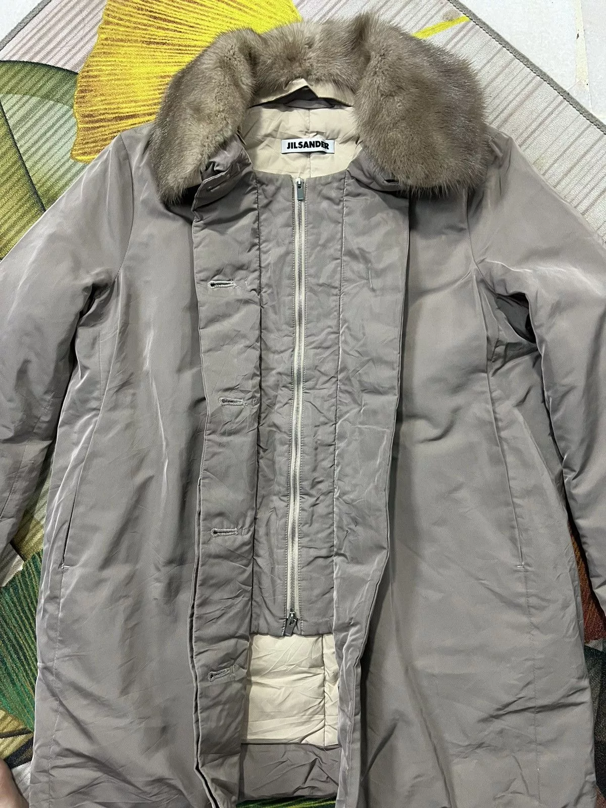 Designer Light Jackets Designer × Jil Sander 💥 RARE JIL SANDER FUR COLLAR Gray Vintage