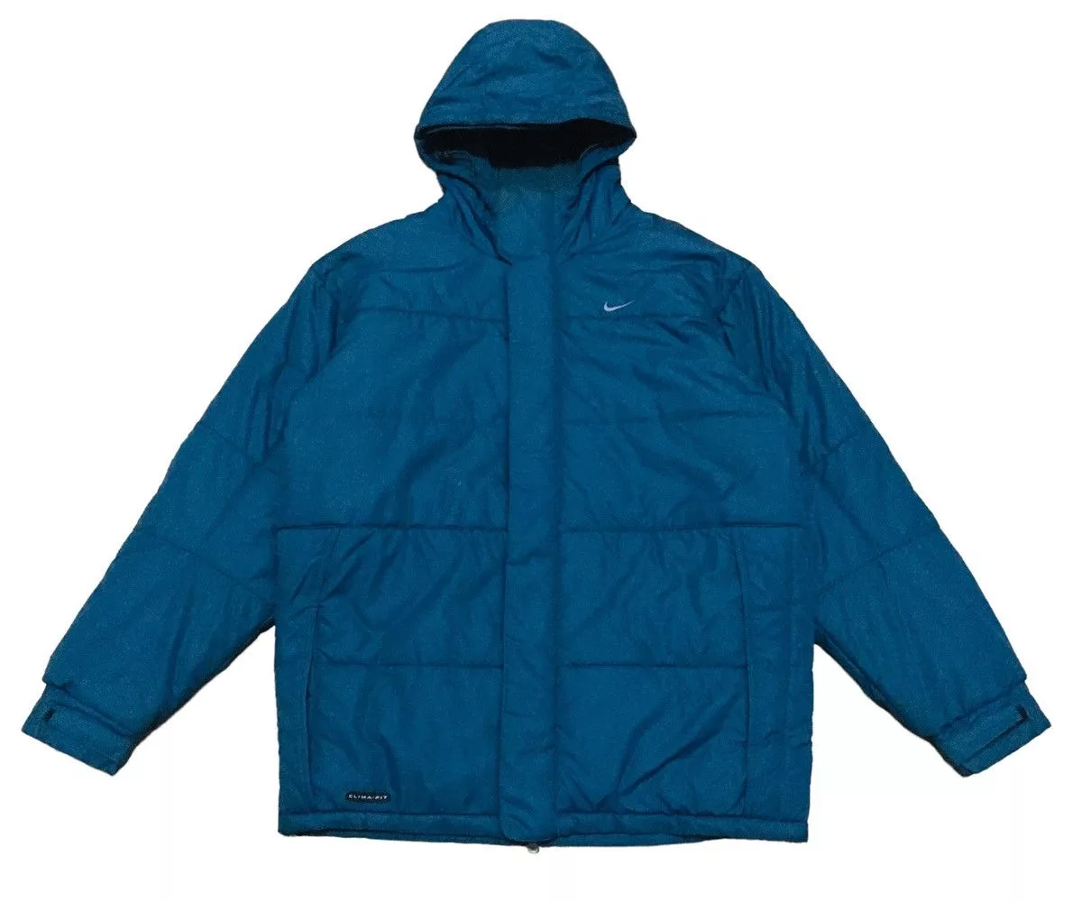 Designer Bombers Designer × Nike × Vintage Rare Design Vintage Brand Nike Puffer Jacket 2000s Blue