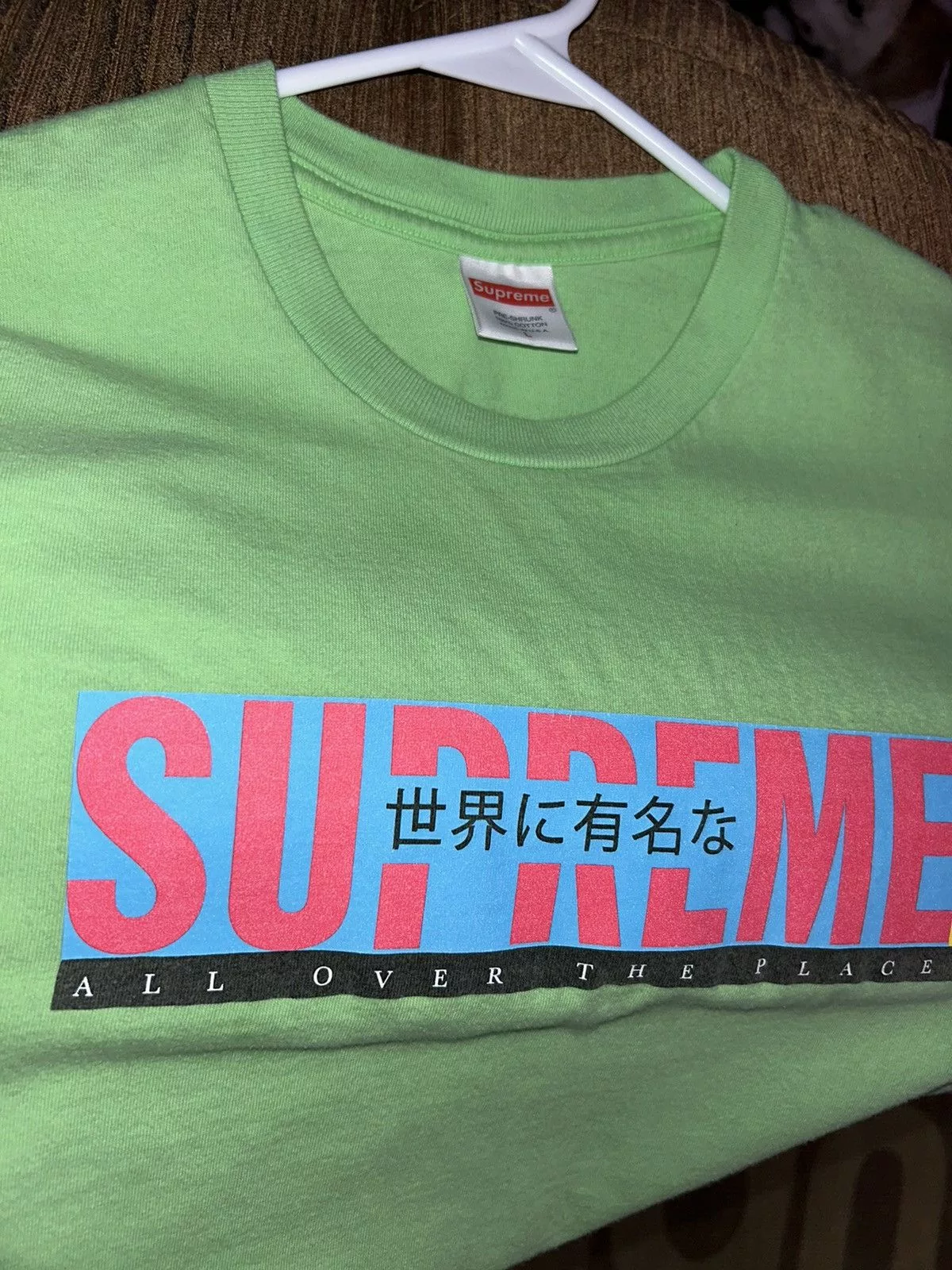 Supreme Short Sleeve T Shirts Supreme All Over Tee Lime Green SS22 size Large