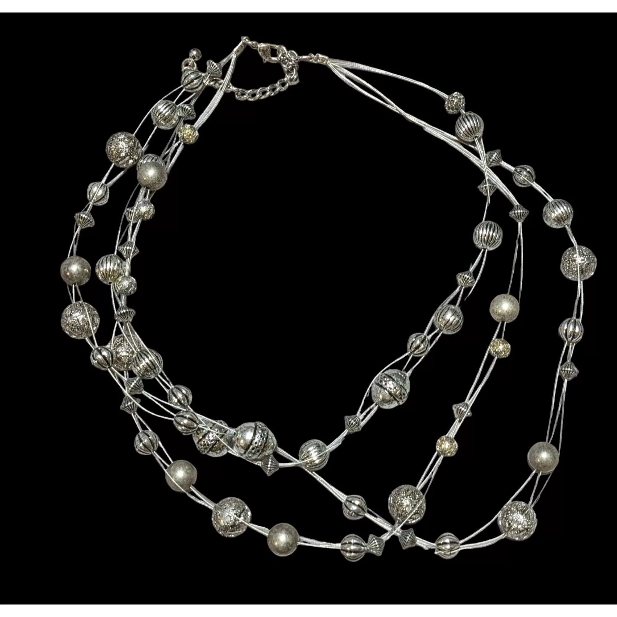 Other Necklaces Other Silver Beaded Floating Necklace