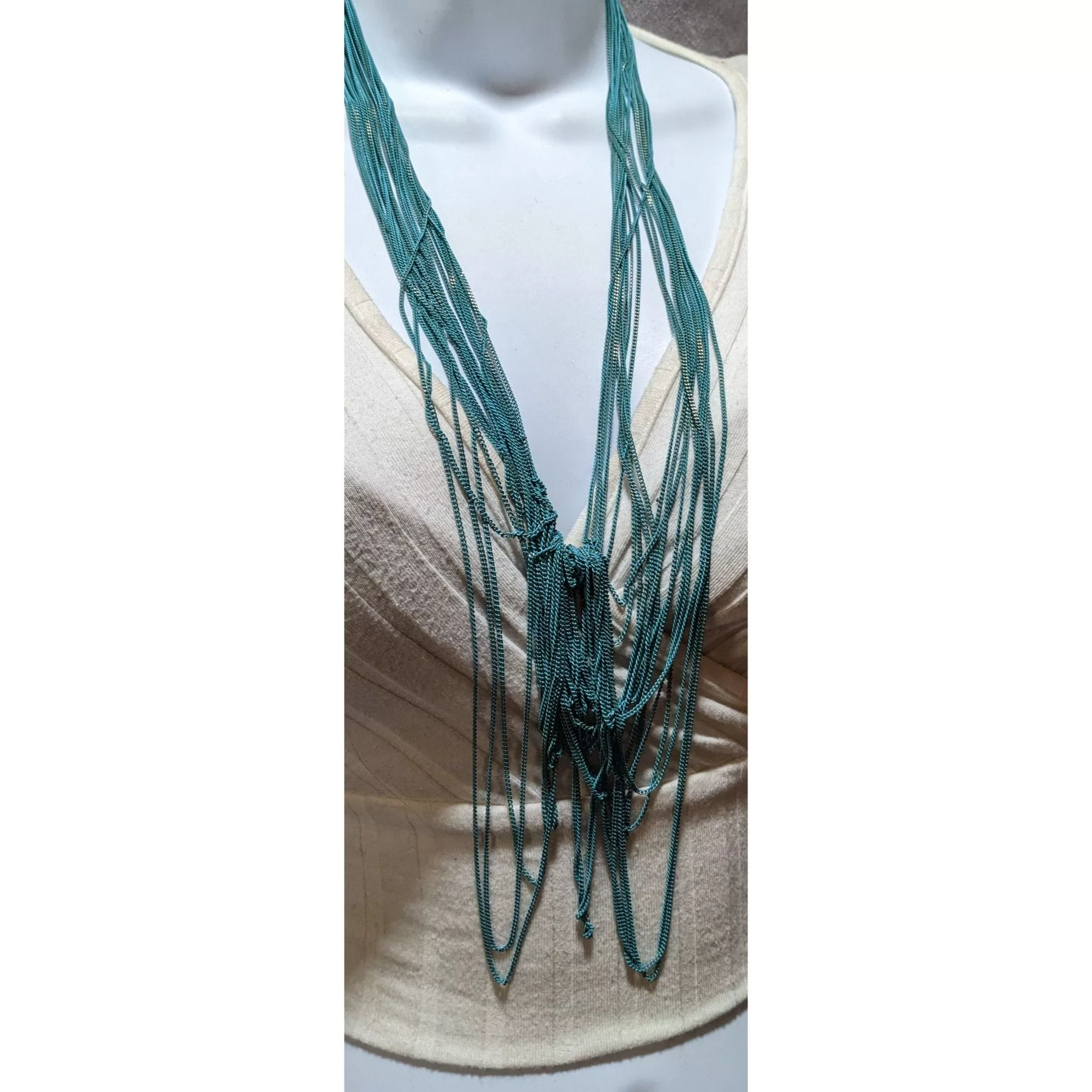 Other Necklaces Other Abstract Blue Multilayer Chain Necklace