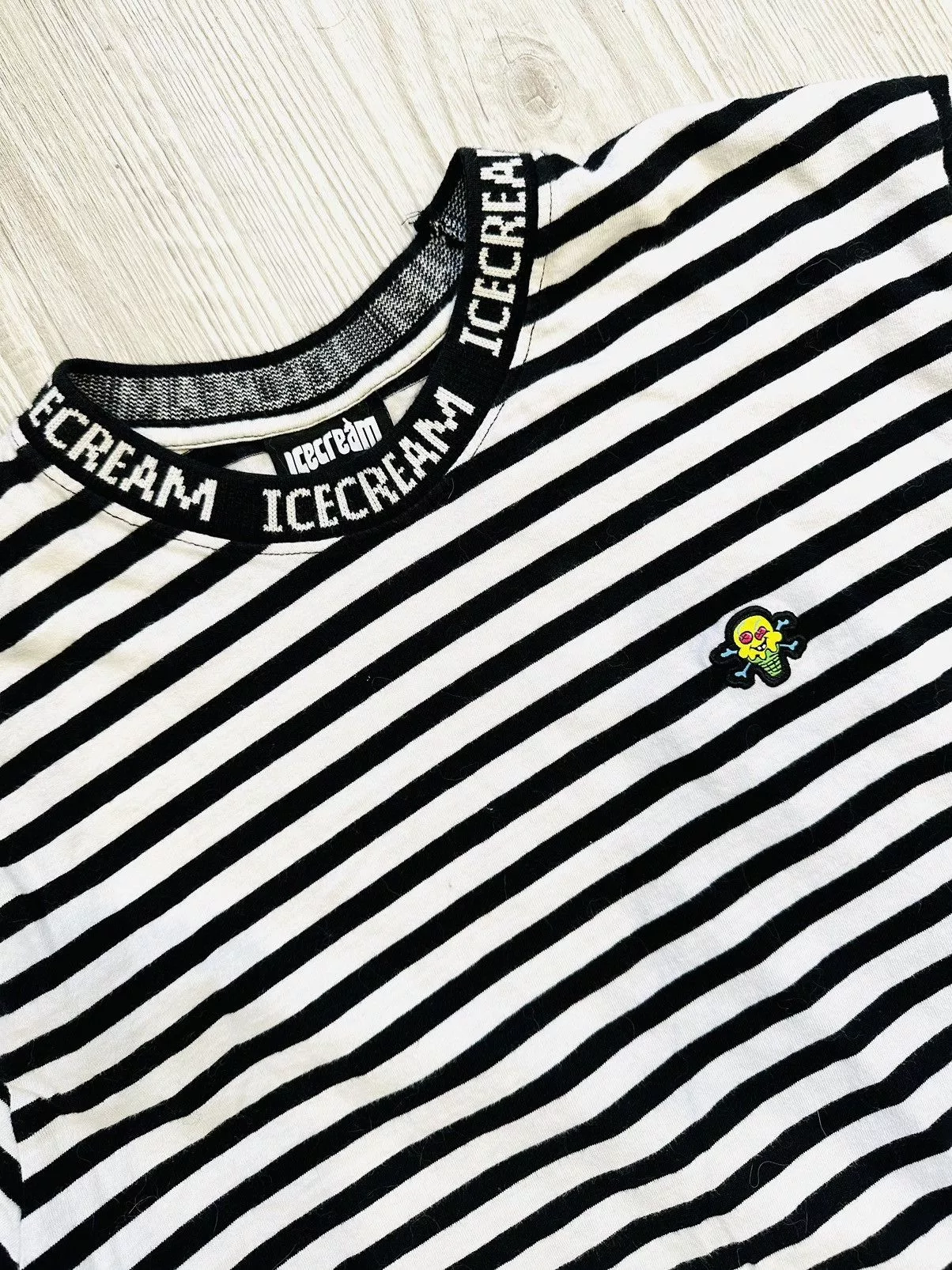 Icecream Short Sleeve T Shirts Icecream striped blk/white tee Black