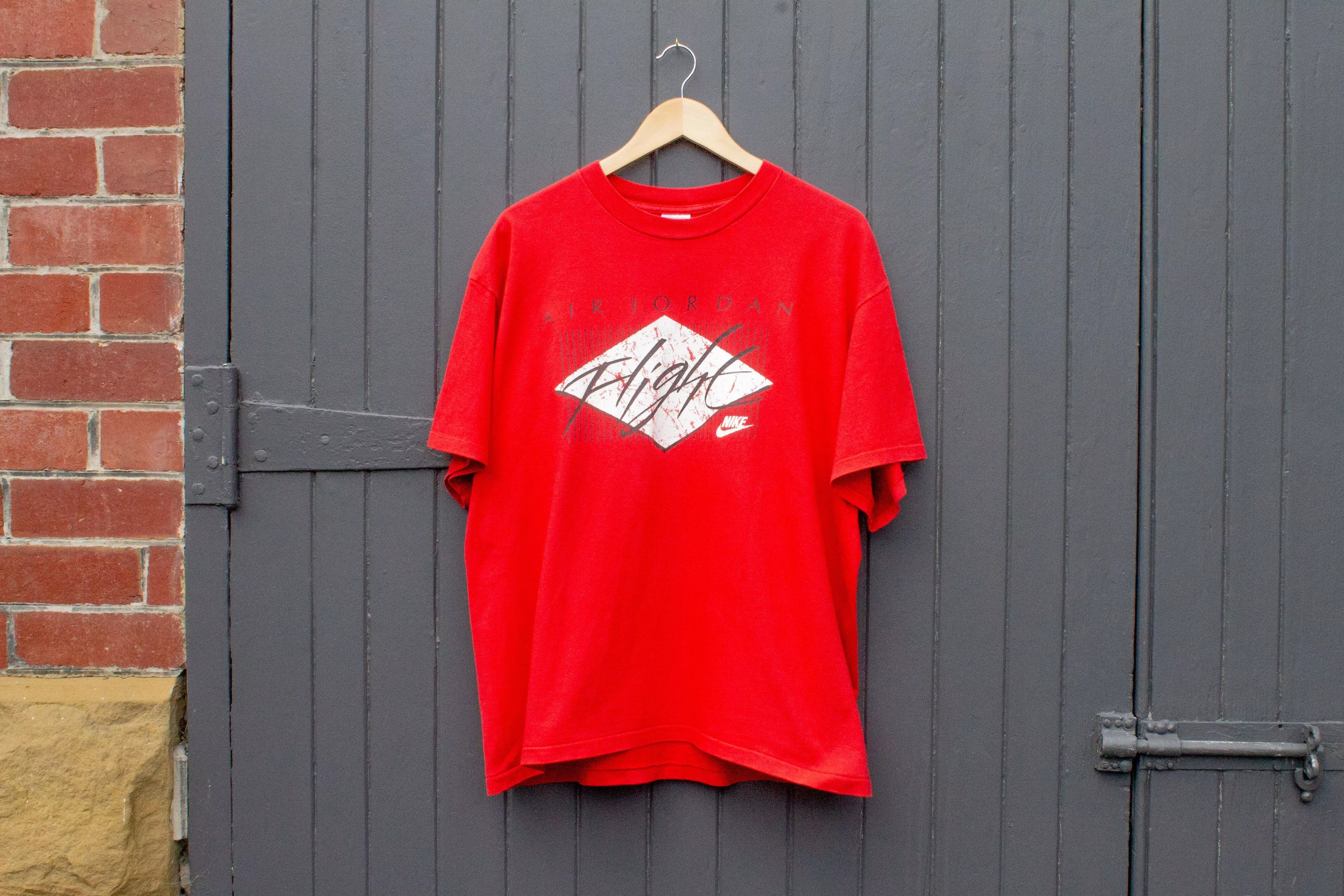 Nike Short Sleeve T Shirts 80's Rare Nike JORDAN FLIGHT T-shirt Red