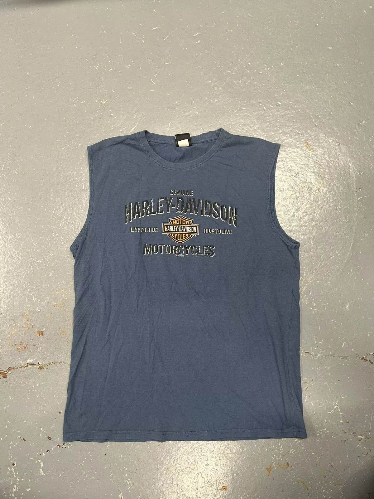Harley Davidson Tank Tops Sleeveless Harley Davidson × Vintage Crazy Vintage Y2K Essential Blue Harley Davidson Tank Top Streetwear