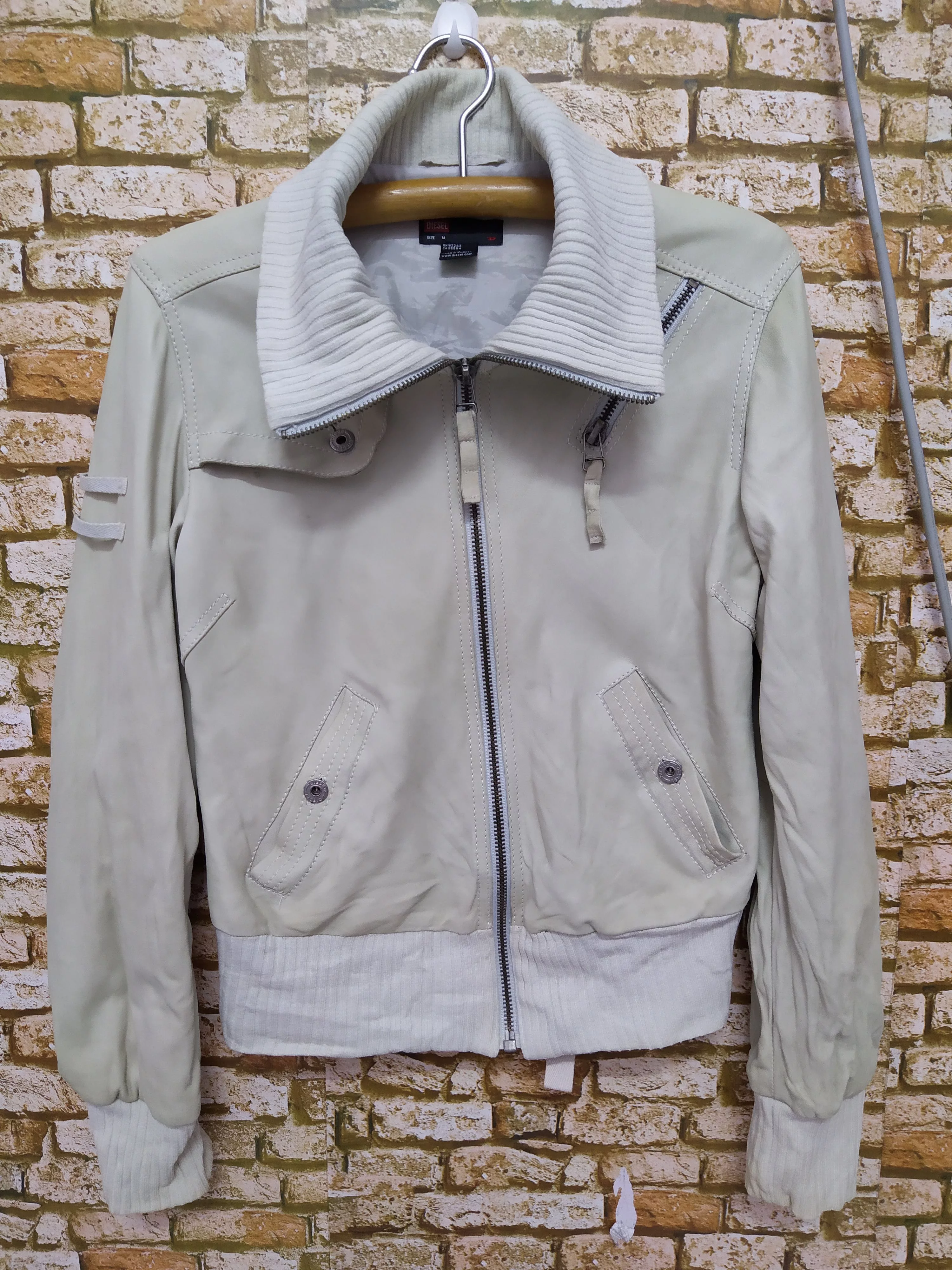 Diesel Jackets DIESEL LEATHER RIDERS JACKET (B369) White