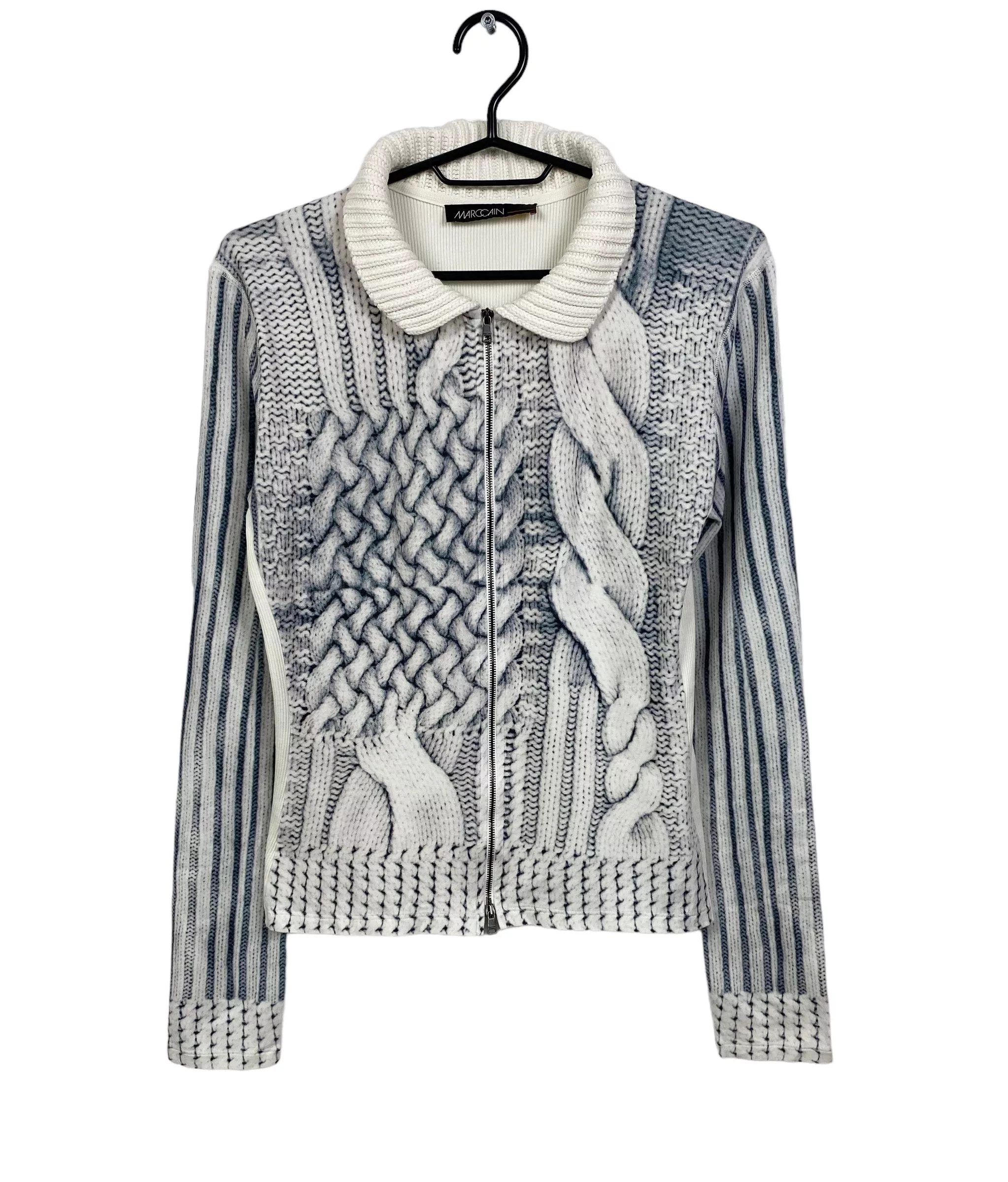 Other Sweaters Other marc cain printed collared knit zip sweater size 3 White