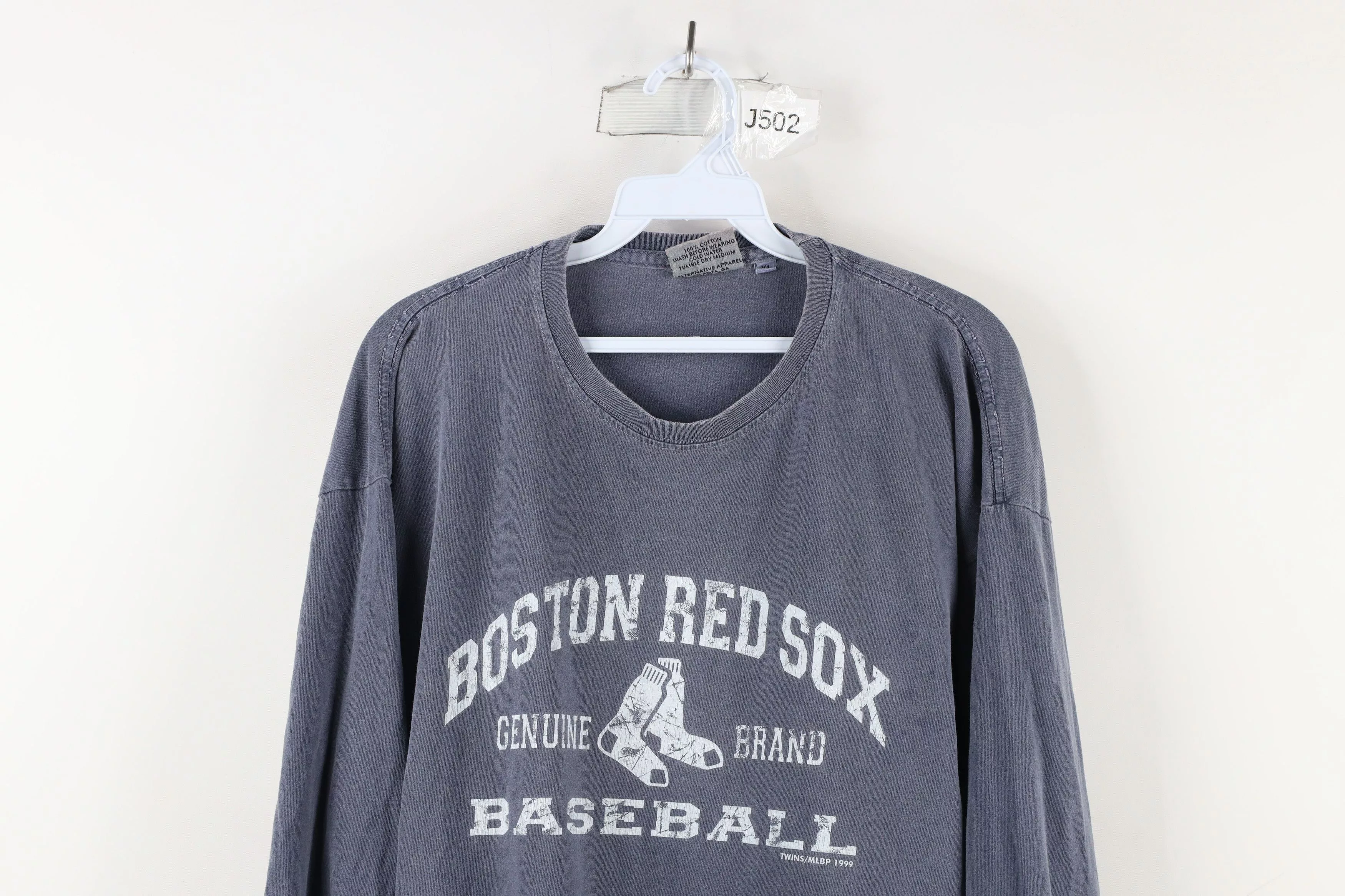 Vintage Long Sleeve T Shirts Vintage 90s Boston Red Sox Baseball Long Sleeve T-Shirt USA Blue