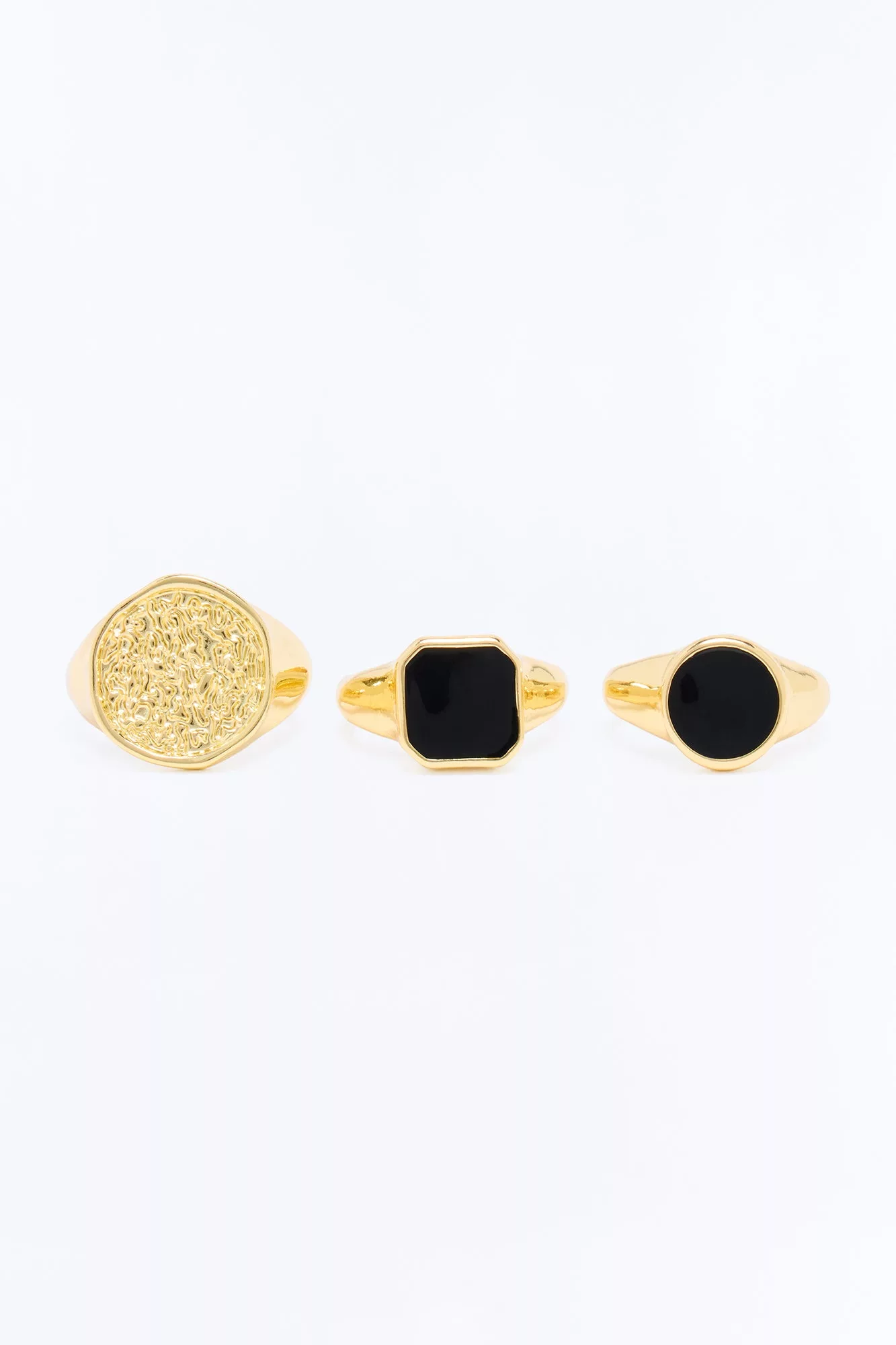 Ebony Hammered Ring Set - Gold