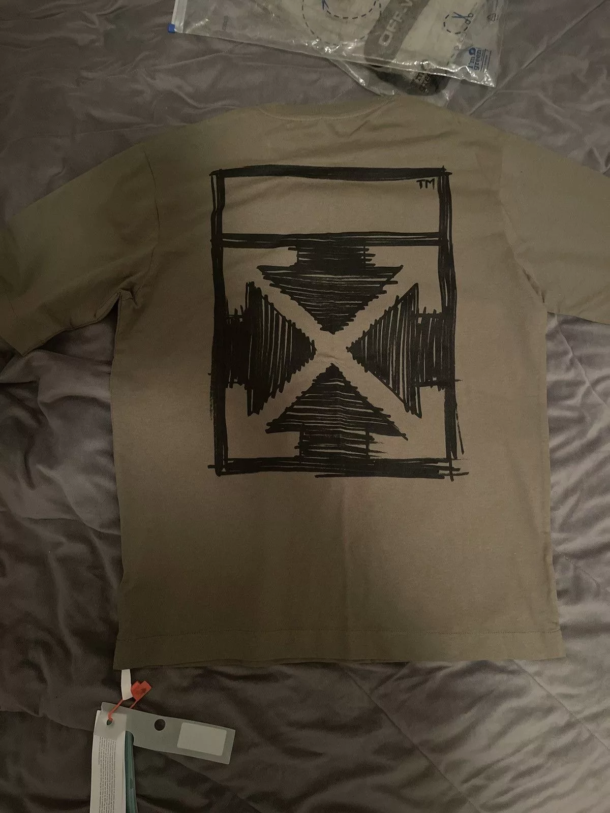 Off-White Short Sleeve T Shirts Negative Mark Green OFF-WHITE Skate Tee
