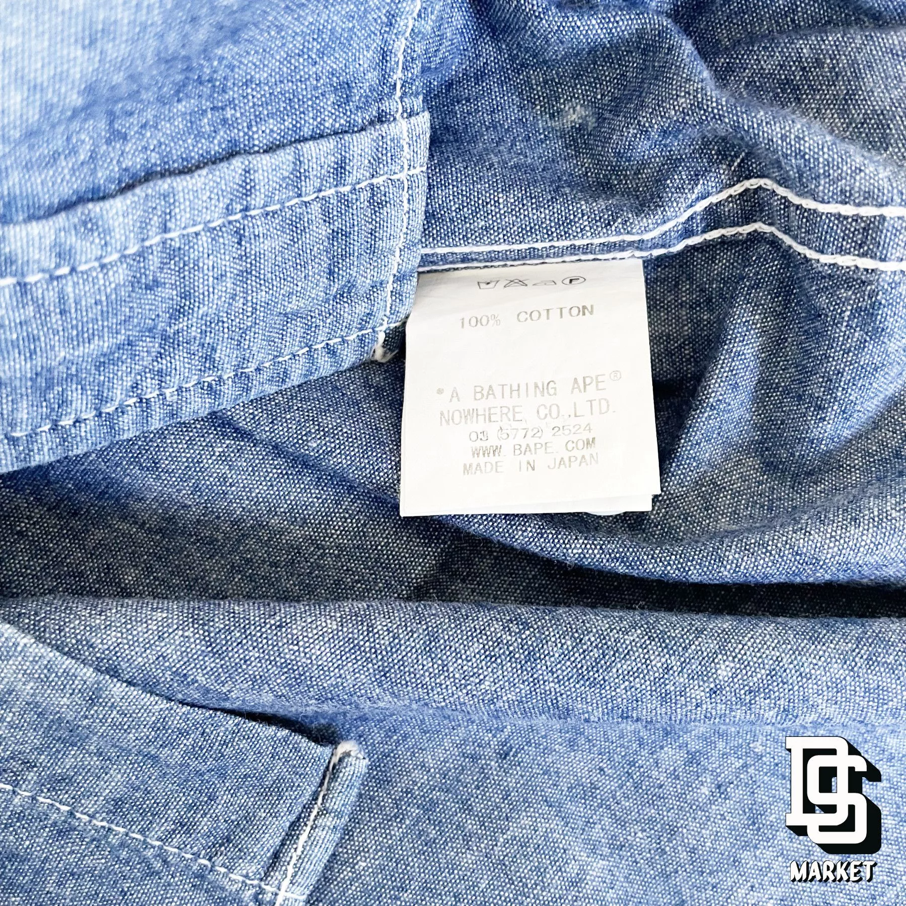Bape Shirts Button Ups Bape CHAMBRAY BUTTON UP S/S SHIRT Blue