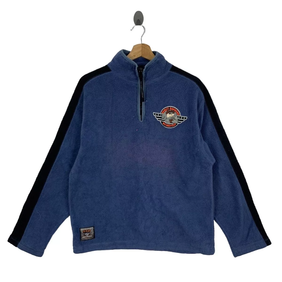 Harley Davidson Light Jackets Harley Davidson × Vintage Vintage 90s Warner Bros X Harley Davidson Fleece Half Zip m Blue