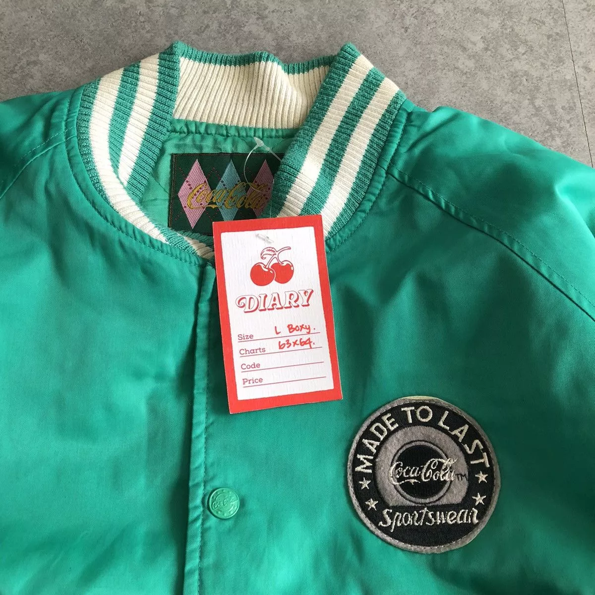 Coca Cola Bombers Coca Cola × Vintage 1980s Vintage Coca Cola Sportswear Varsity Jacket C 1988 Green Avant-Garde