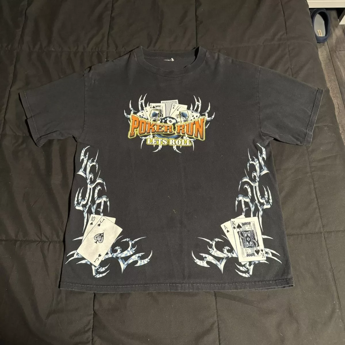 Vintage Short Sleeve T Shirts Vintage “Poker Run” Tee Black