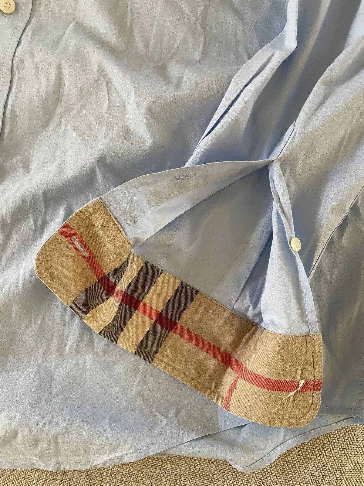 Burberry Shirts Button Ups Burberry Nova Check Trim Spread Collar Shirt Blue