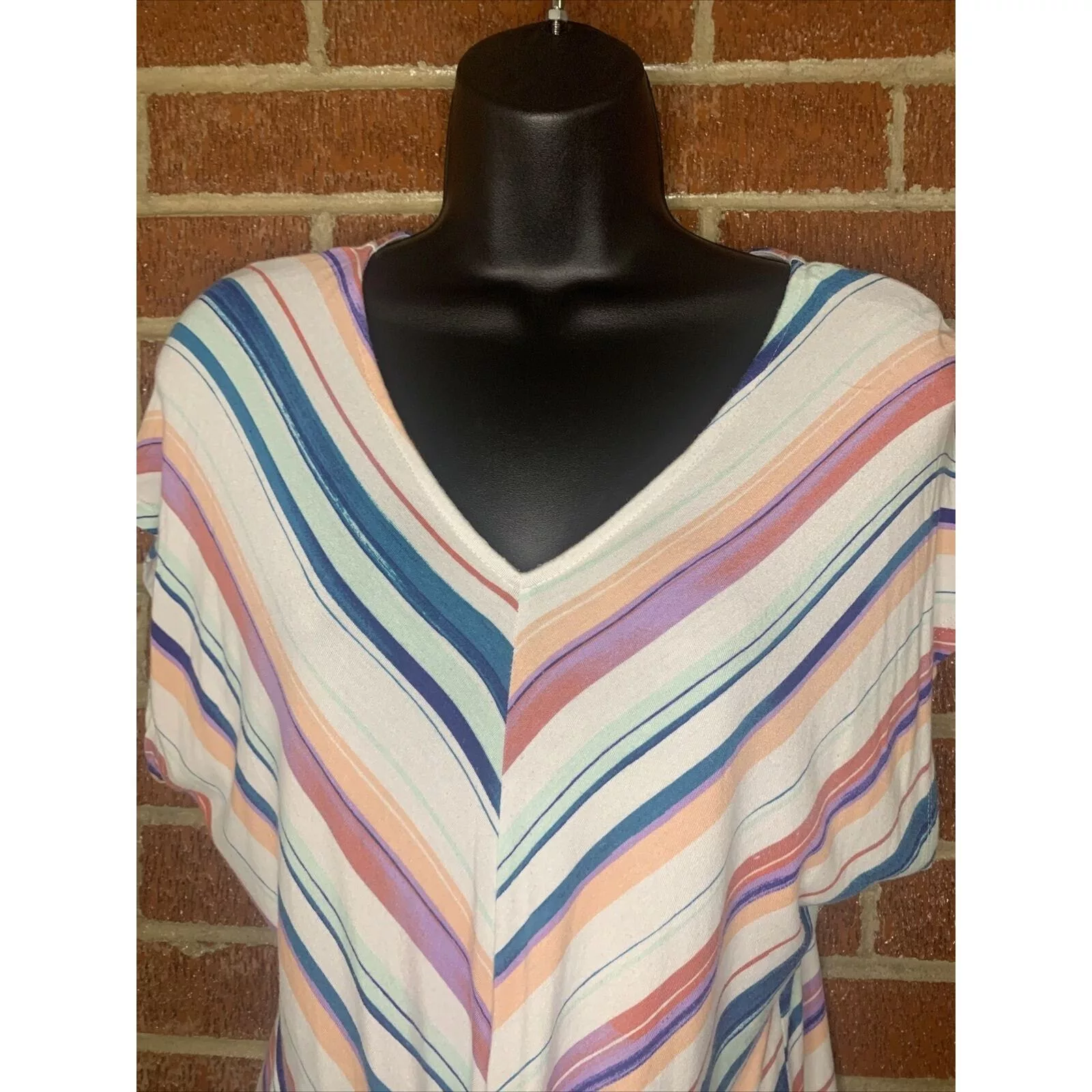 Apt. 9 Blouses Apt. 9 Apt 9 Women’s Blouse Stripe Vneck Petite Large Multi