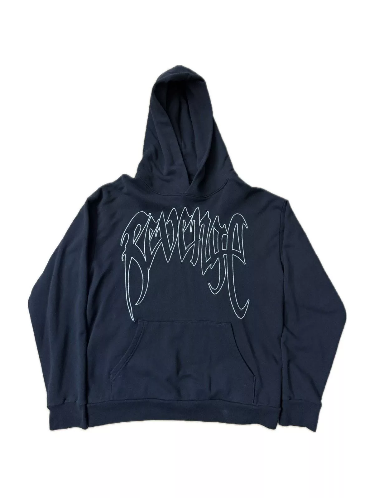 Revenge Sweatshirts Hoodies Revenge Embroidered Outline Arch Hoodie Black Streetwear