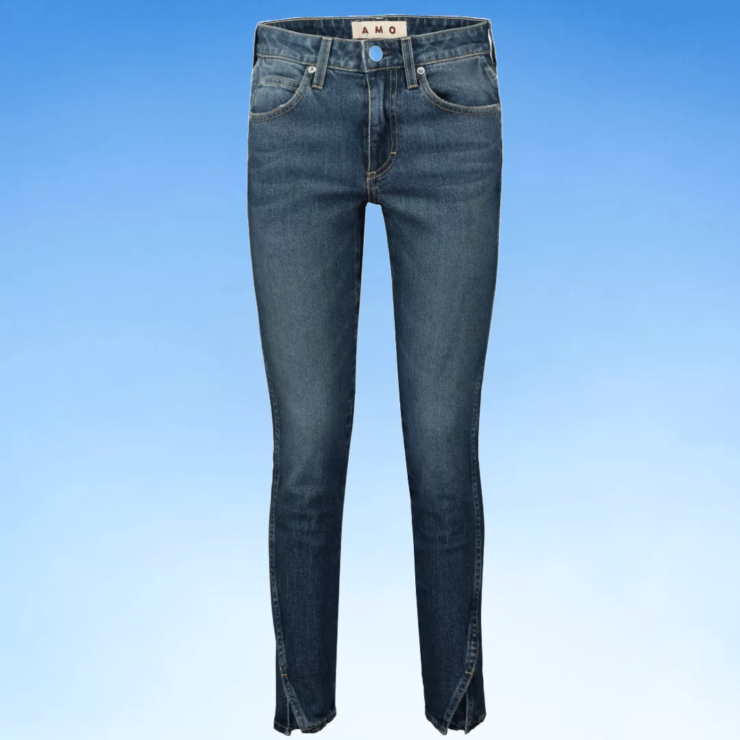 AMO Jeans Twist Mid-Rise Crop Slim, Dark Wash Blue