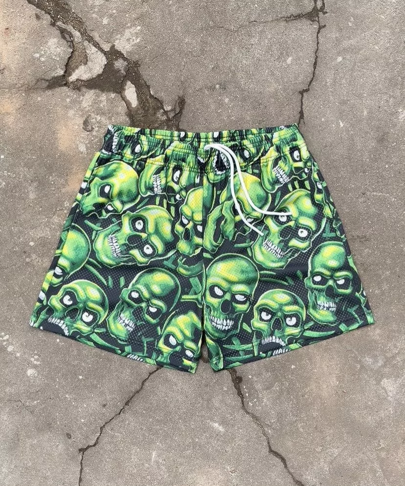 Bravest Studios Shorts Bravest Studios *RARE* SKULL SHORTS SHORTS *LIQUID BLUE INSPO* (M) Black Vintage