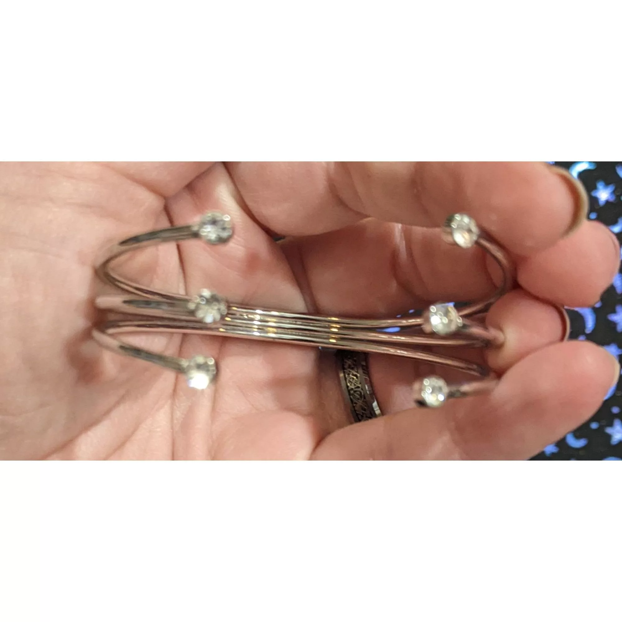 Other Bracelets Other Silver Rhinestone Open Cuff Bangle Bracelet