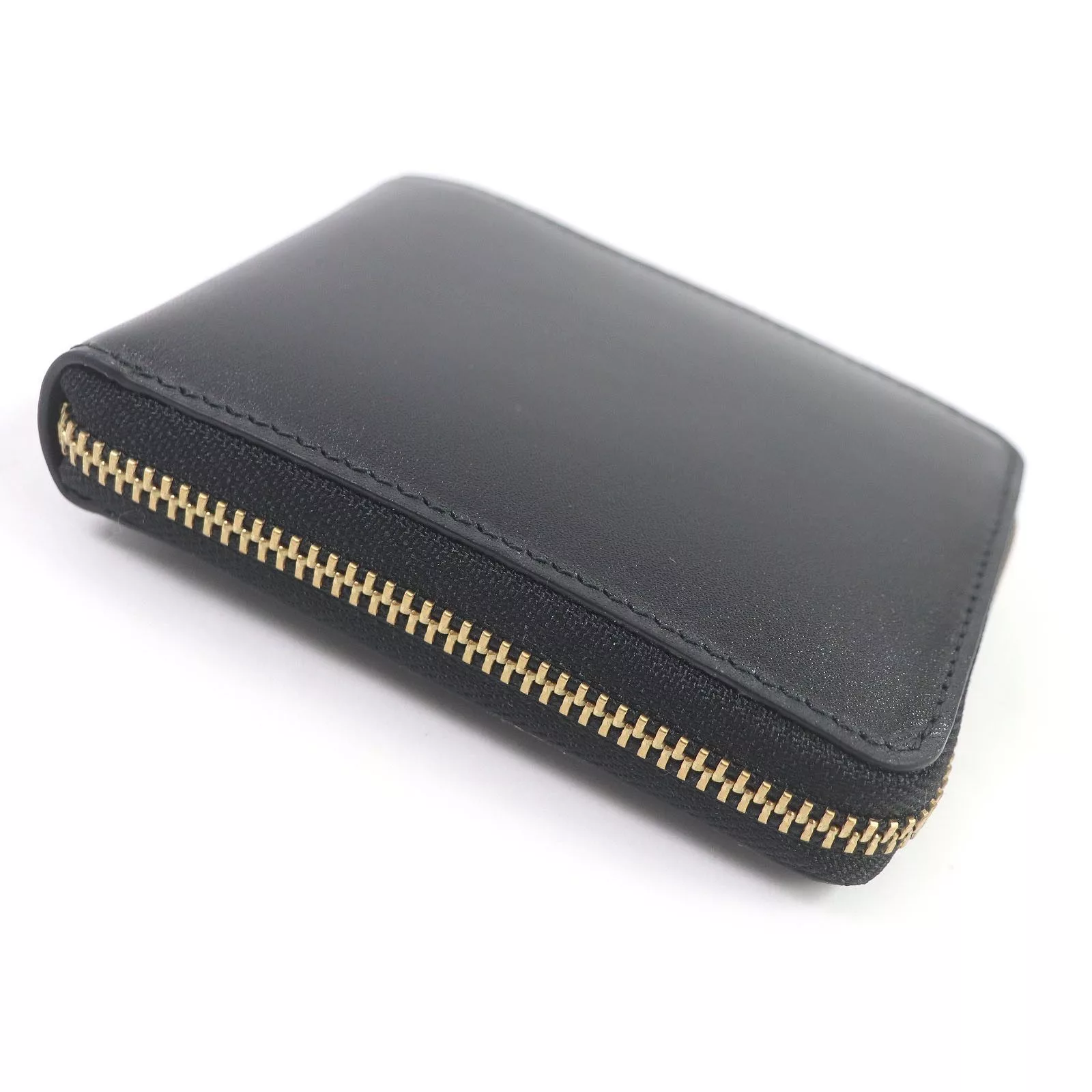 Comme des Garcons Wallets Comme des Garcons Wallet Plain Round Zipper Leather Compact Black