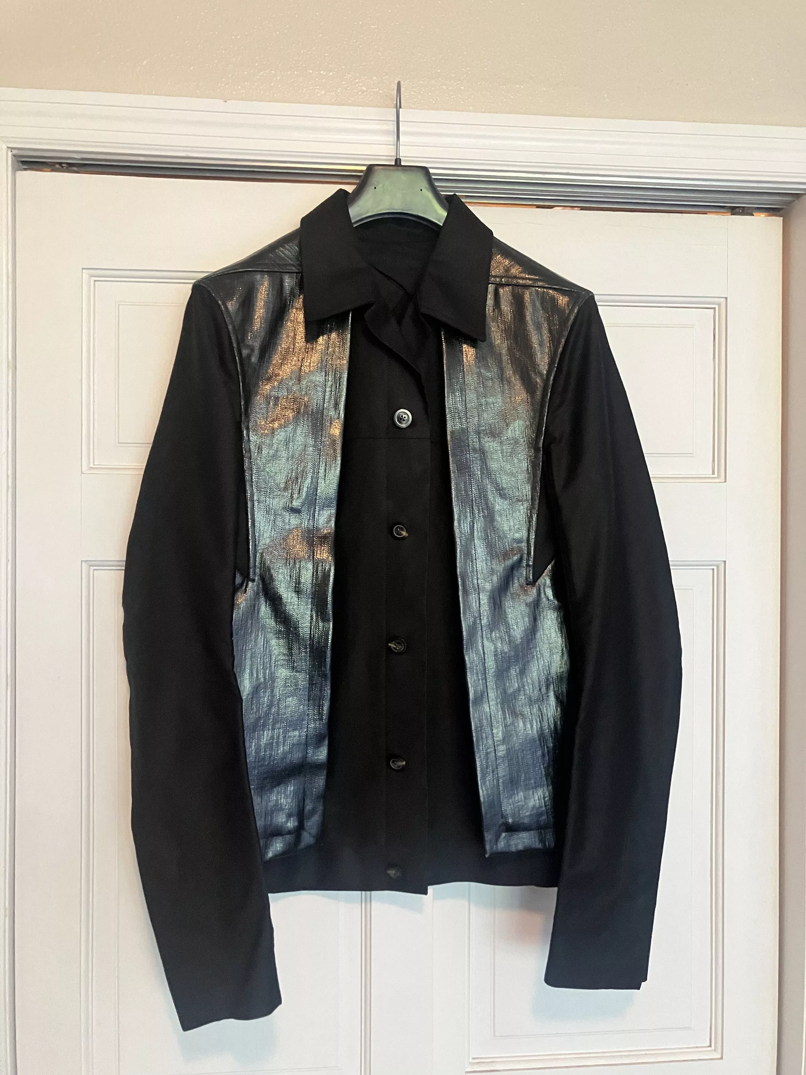 Rick Owens Light Jackets RICK OWENS SS’19 “BABEL” WAXED JACKET/LOOK 15 Black