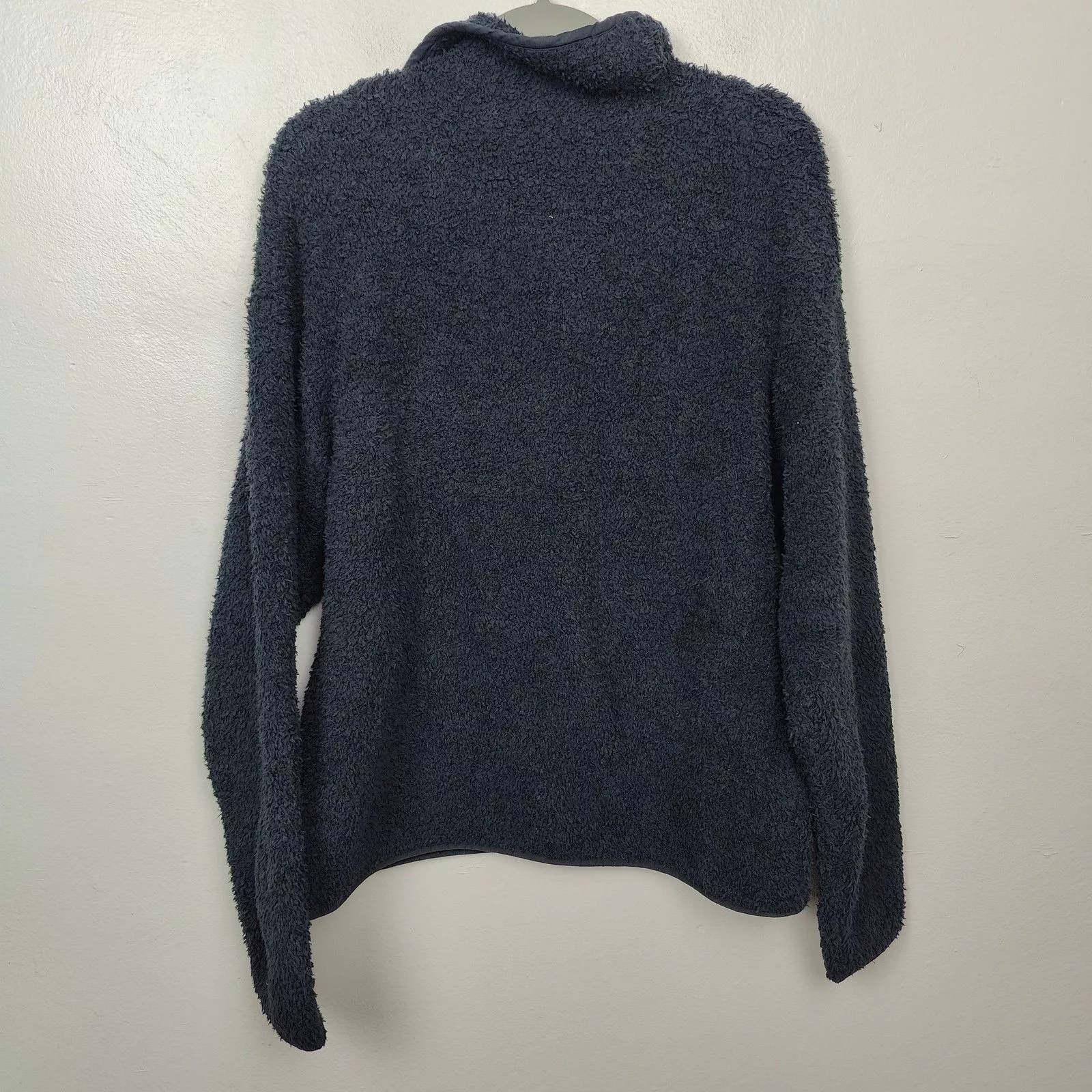 SKIMS Sweatshirts Skims Cozy Knit Pullover L/XL Black Teddy 1/4 Snap Button