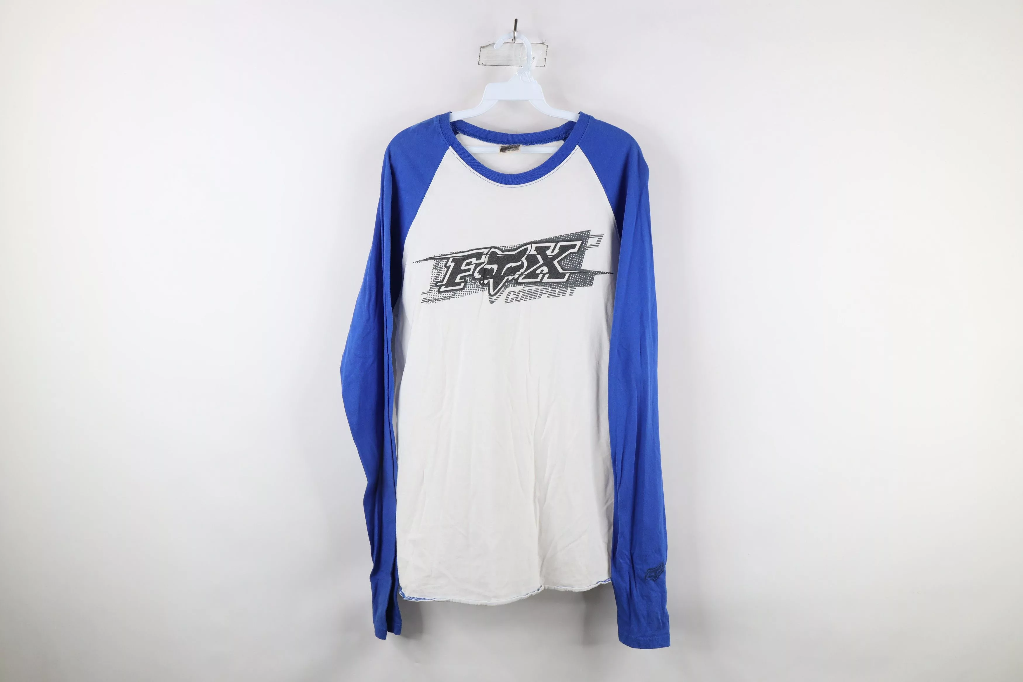 Fox Racing Long Sleeve T Shirts Fox Racing × Vintage Vintage Fox Racing Out Long Sleeve Raglan T-Shirt White