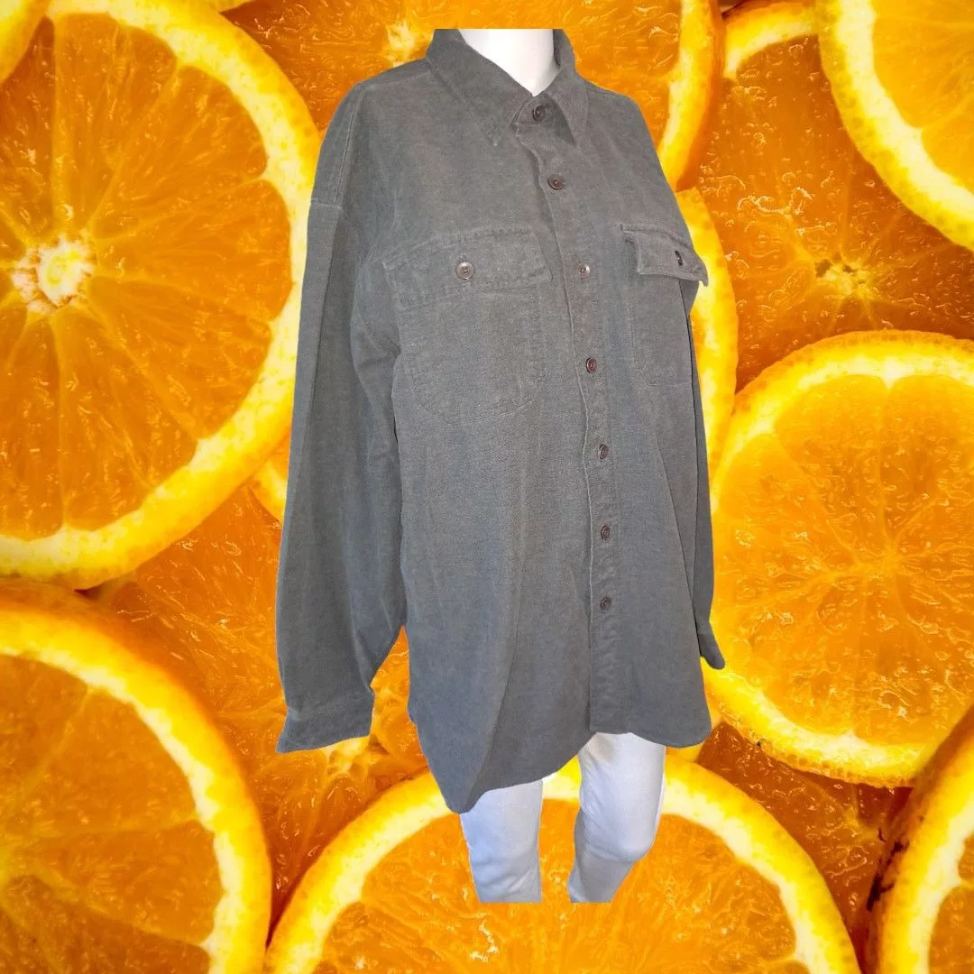 L.L. Bean Shirts Button Ups L.L. Bean 100% Cotton Super Thick 2 Pocket Button Up Shirt Gray