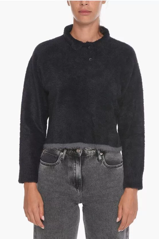 Jacquemus Sweaters Jacquemus og1mm0624 Polo Neck Crop Sweater in Black