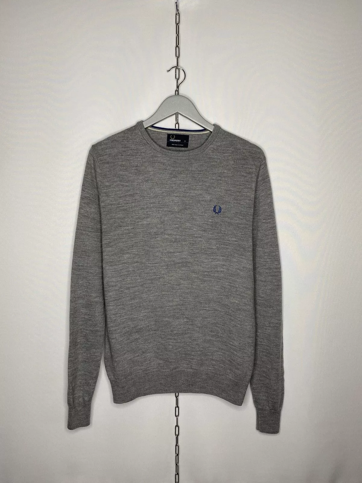 Fred Perry Sweaters Knitwear Fred Perry × Vintage Vintage Fred Perry 100% Merino Wool Sweater Jumper Pullover Gray Streetwear