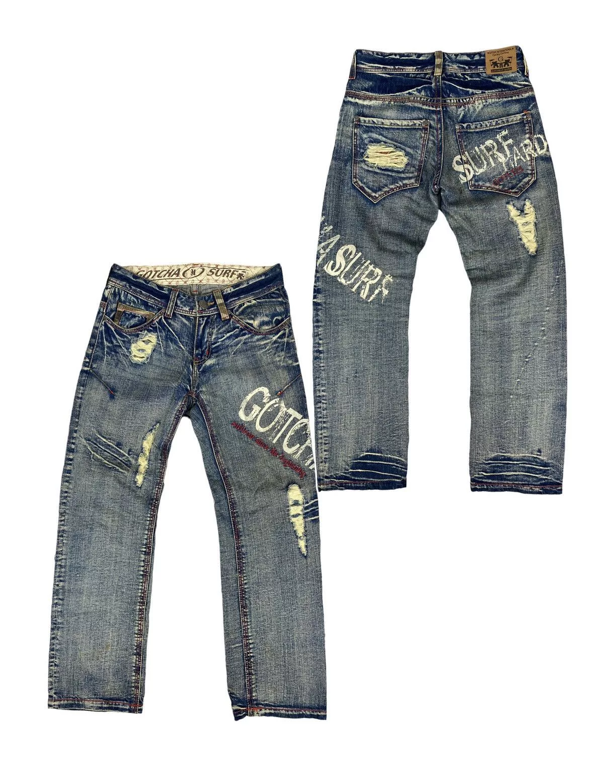 Gotcha Denim Rare🔥Gotcha Surfwear Jeans Distress Style Blue Streetwear