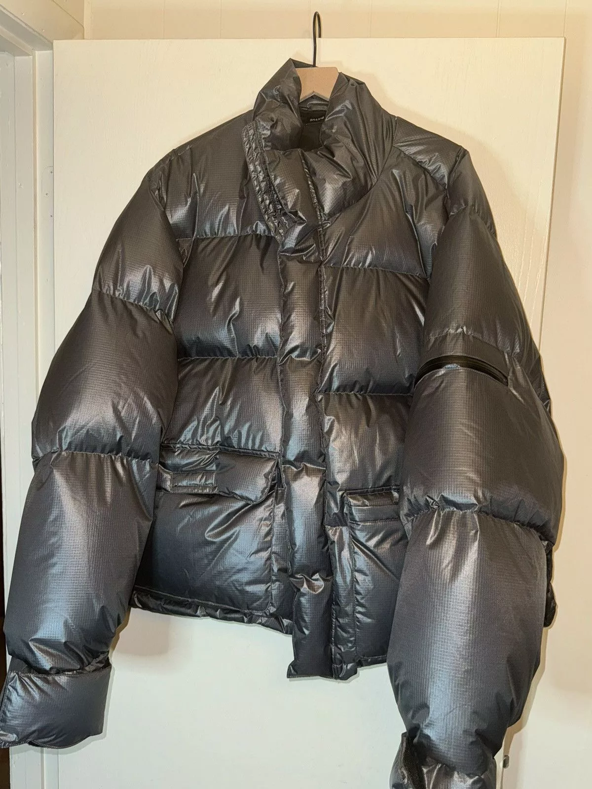 Entire Studios Heavy Coats Entire Studios Men's Black and Silver Jacket