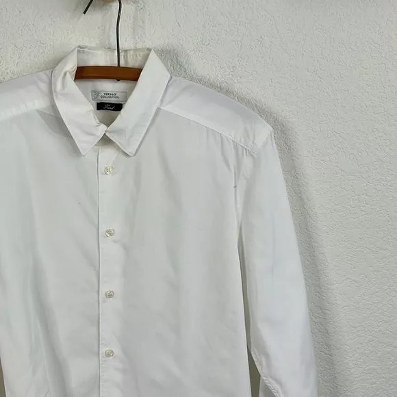 Versace Shirts Button Ups Versace Collection Button Down Embroidered Logo Men's Shirt White