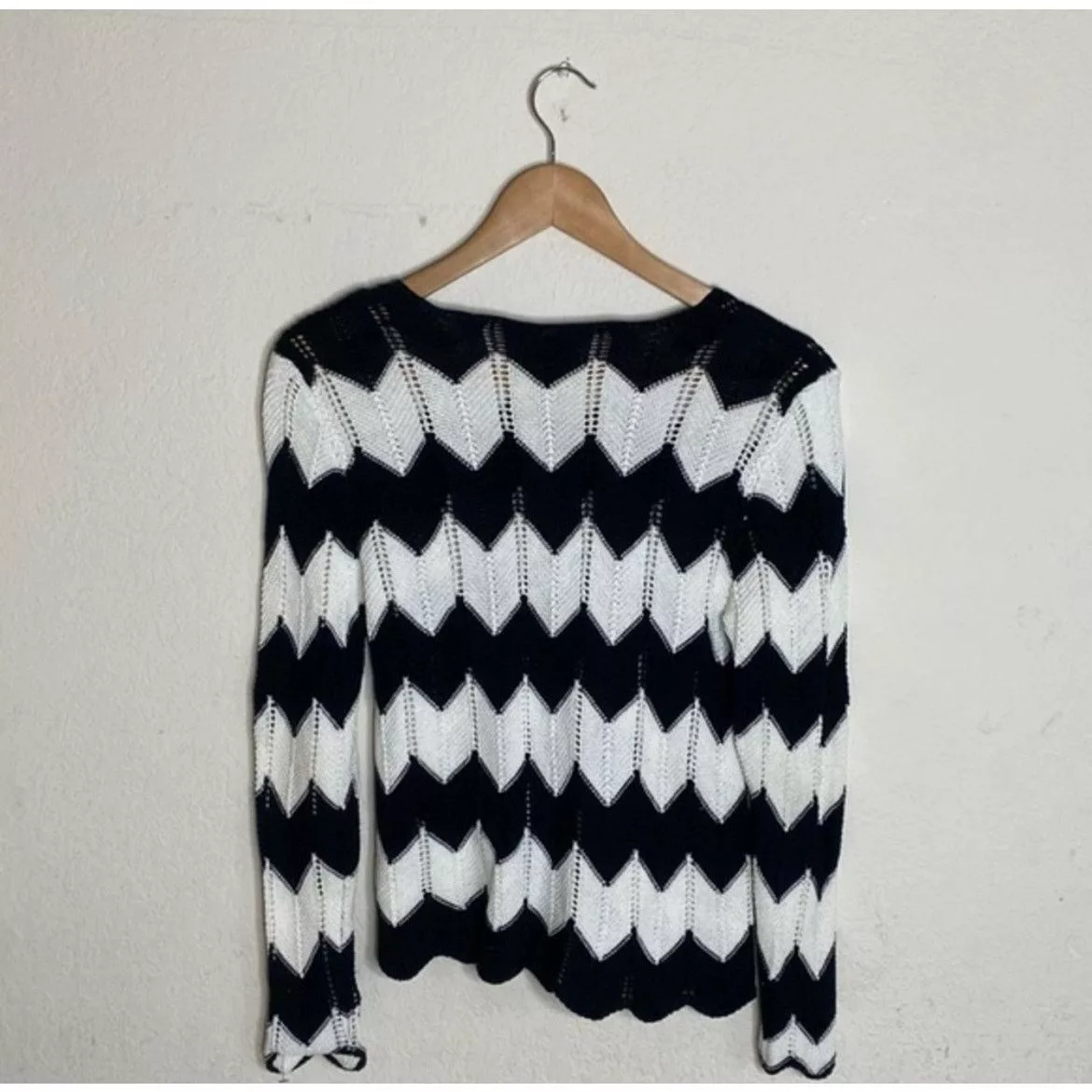 Frame Short Sleeve T Shirts FRAME‎ Denim Le Croche Zig-Zag Sweater ( S ) Black