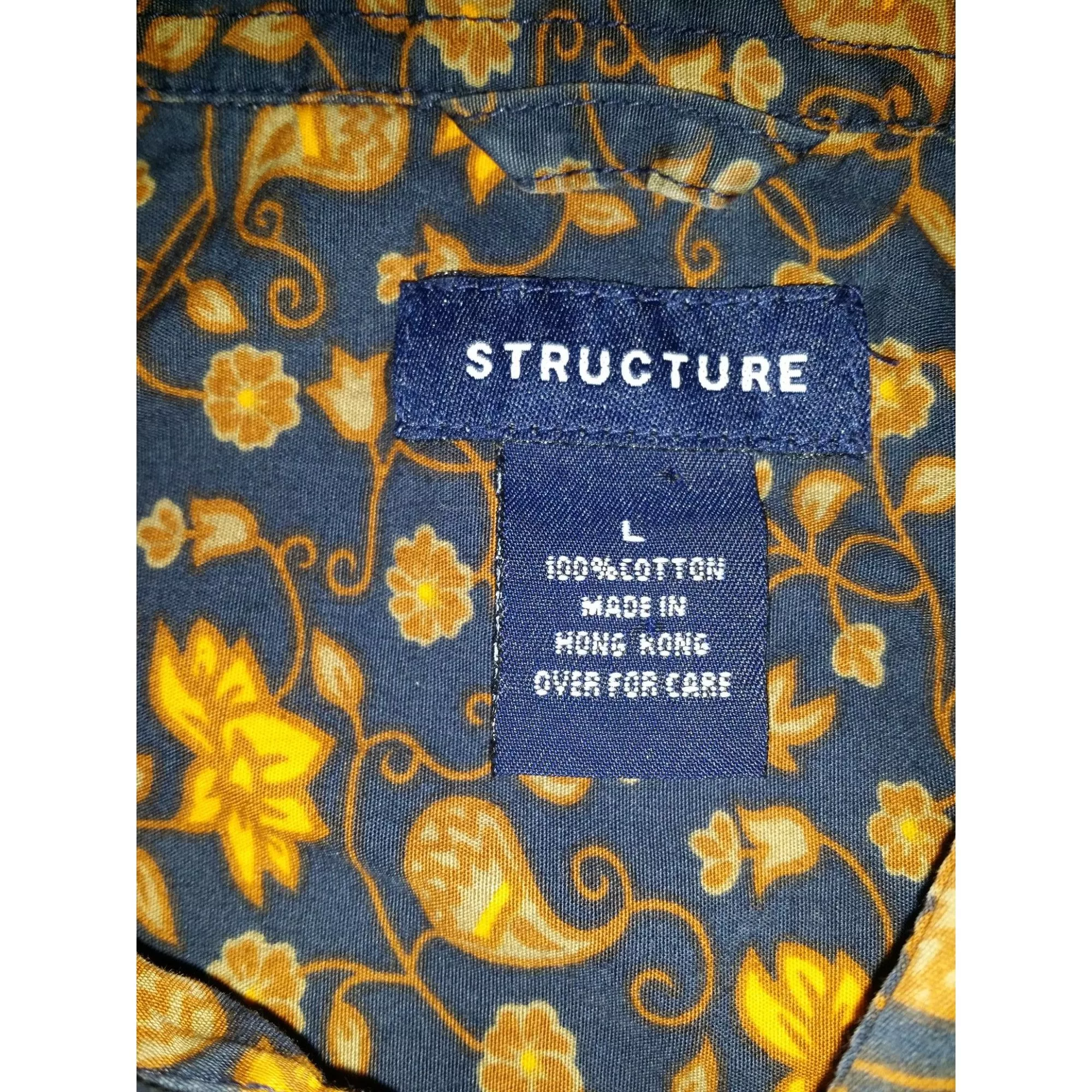 Structure Shirts Button Ups Structure Paisley Button Up Shirt Men Sz L Blue Yellow 70s W